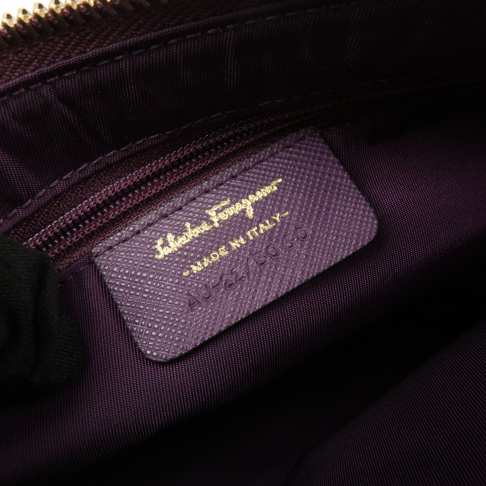 Ferragamo Set Of 2 Leather Nylon Pouch Black Purple Gold