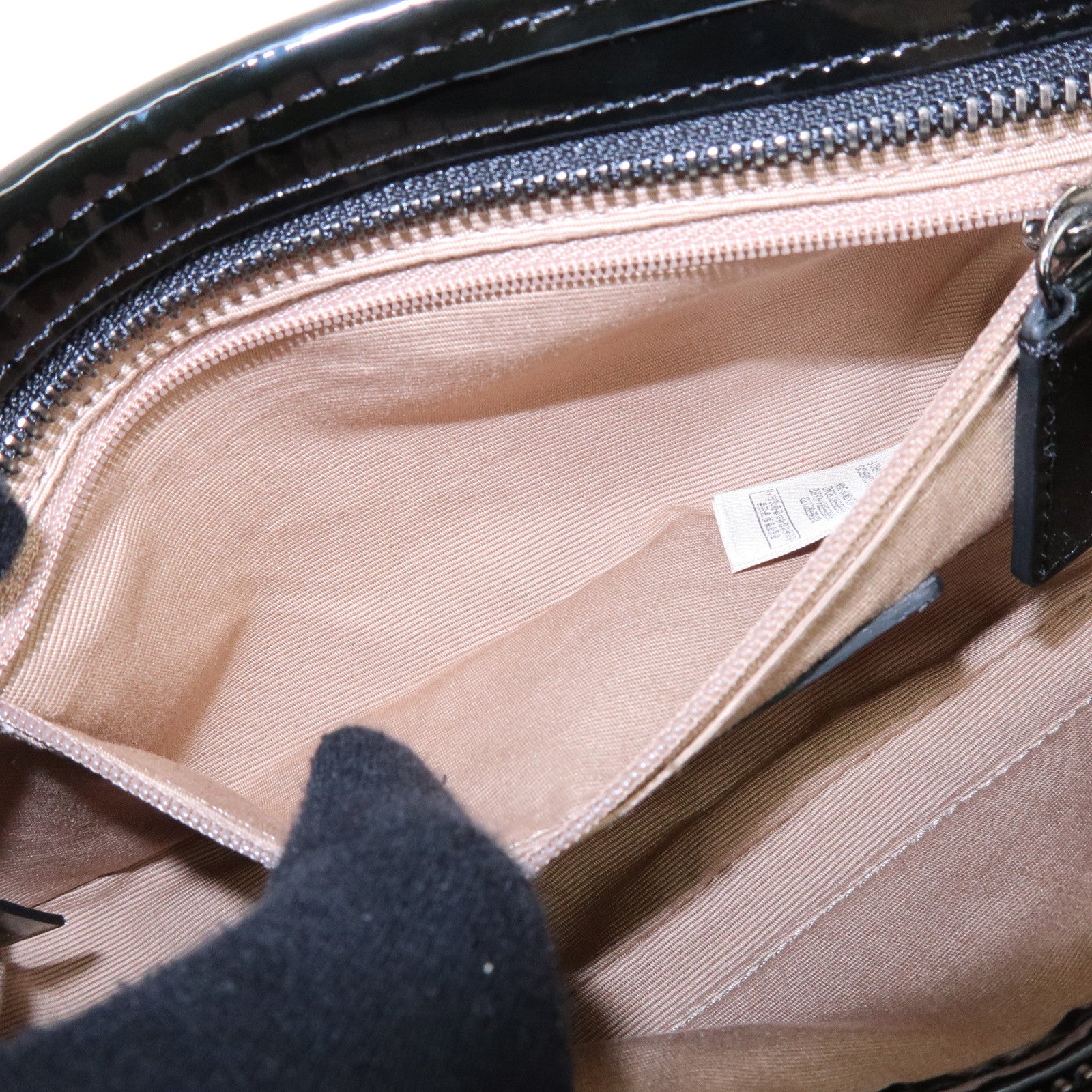 BURBERRY Nova Plaid PVC Patent Leather Hand Bag Beige Black