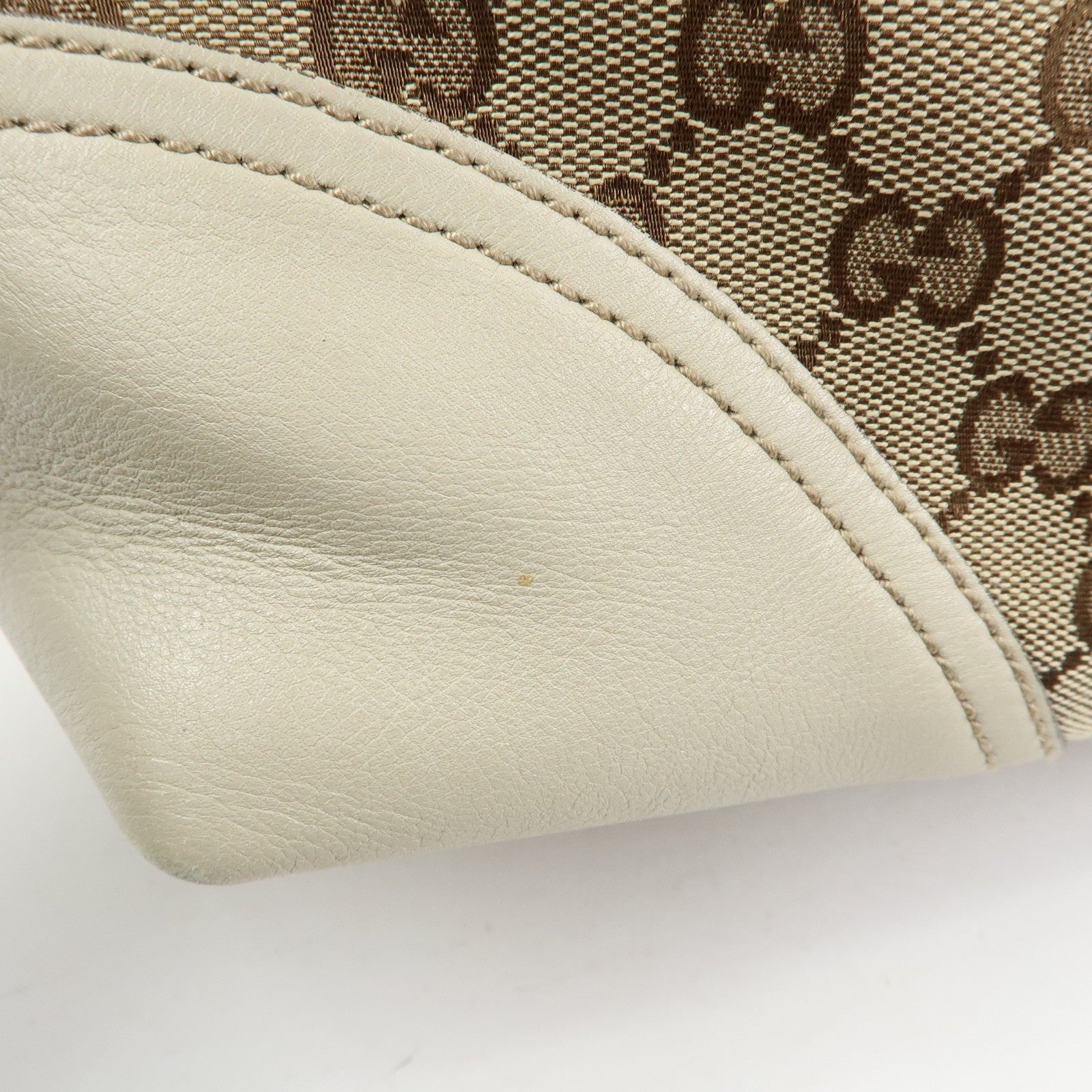 GUCCI Interlocking G GG Canvas Leather Tote Bag Beige White 169946