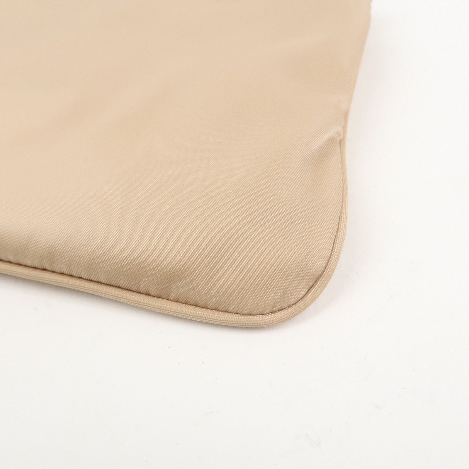 PRADA Triangle Logo TESSUTO Hand Bag Pouch Beige 1NH545