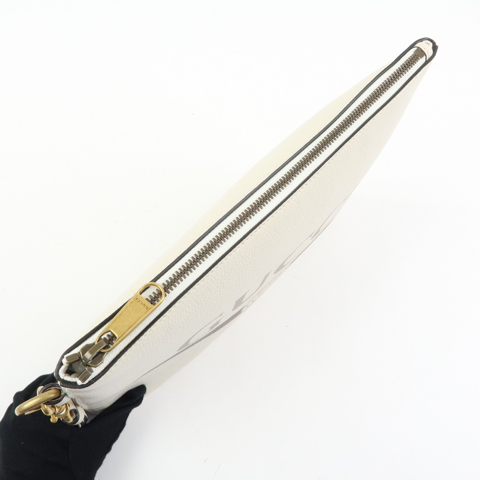 GUCCI Sherry Vintage Logo Medium Portfolio Clutch Bag Ivory 572770