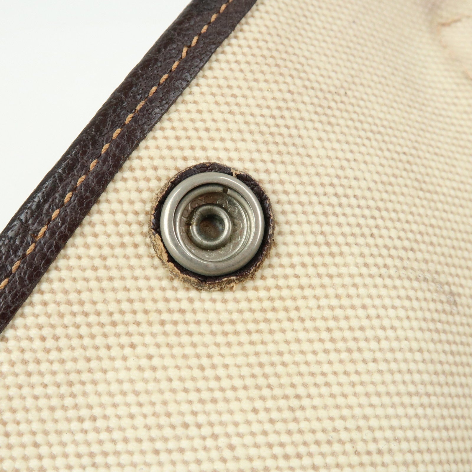 HERMES Canvas Leather Garden Party PM 笆｡I Stamped Tote Bag Beige