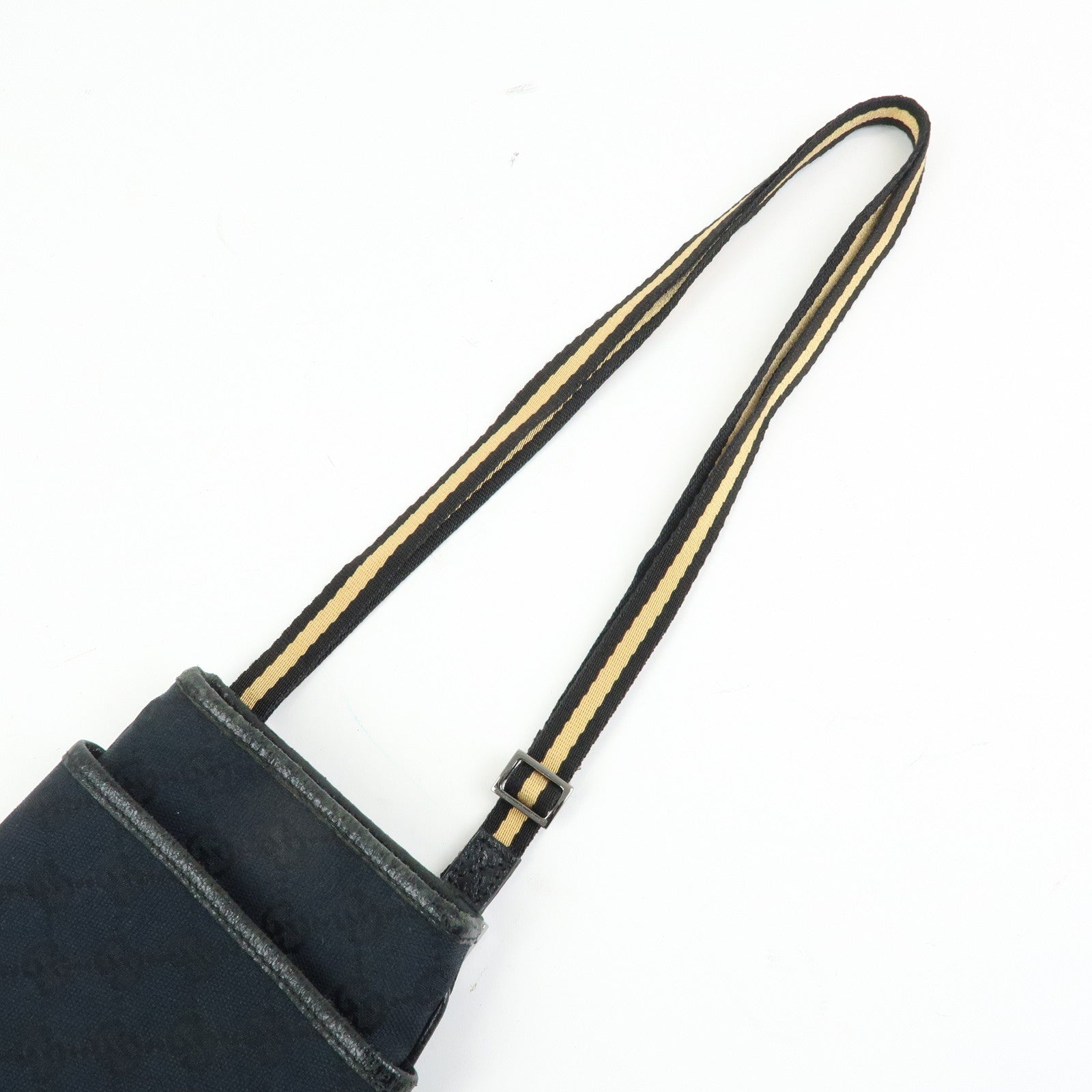 GUCCI Sherry GG Canvas Leather Small Shoulder Bag Black 141863