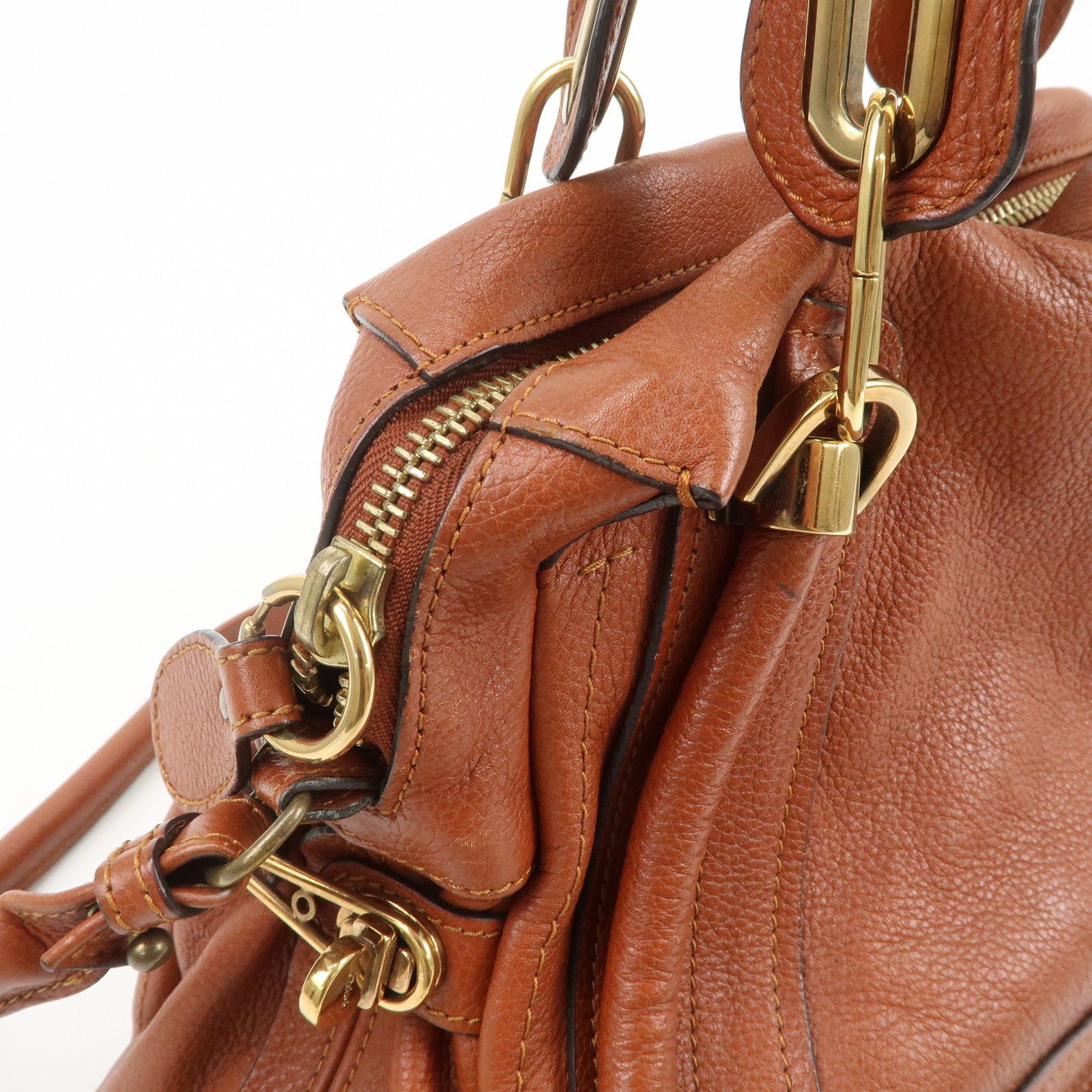 Chloe Paraty Leather 2Way Bag Shoulder Bag Hand Bag Brown