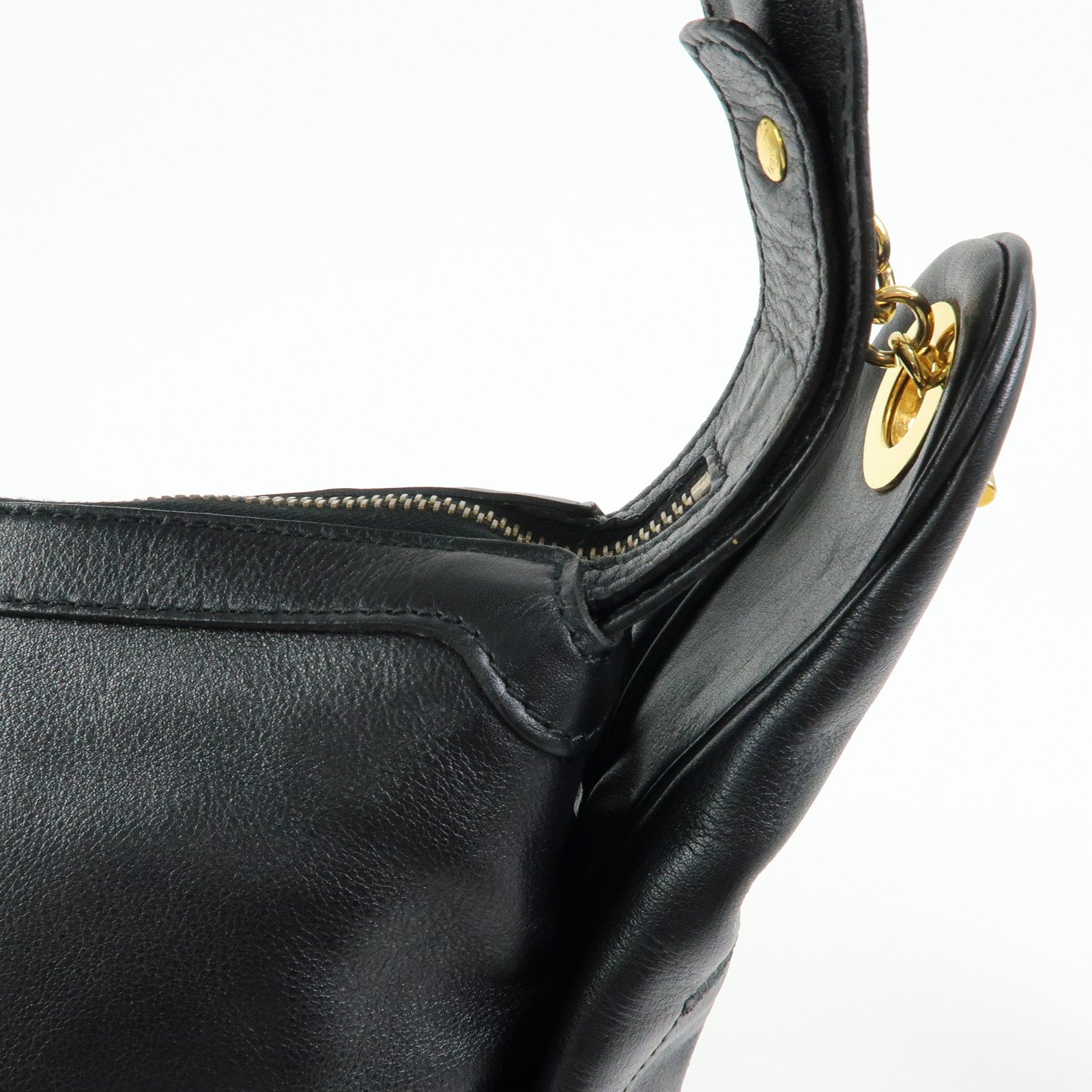 CELINE Leather Toggle Belt Shoulder Bag Crossbody Bag Black