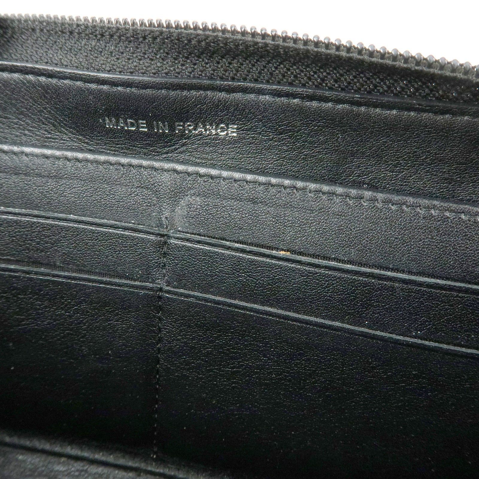 CHANEL COCO Mark Caviarskin Round Zippy Long Wallet Black A50071