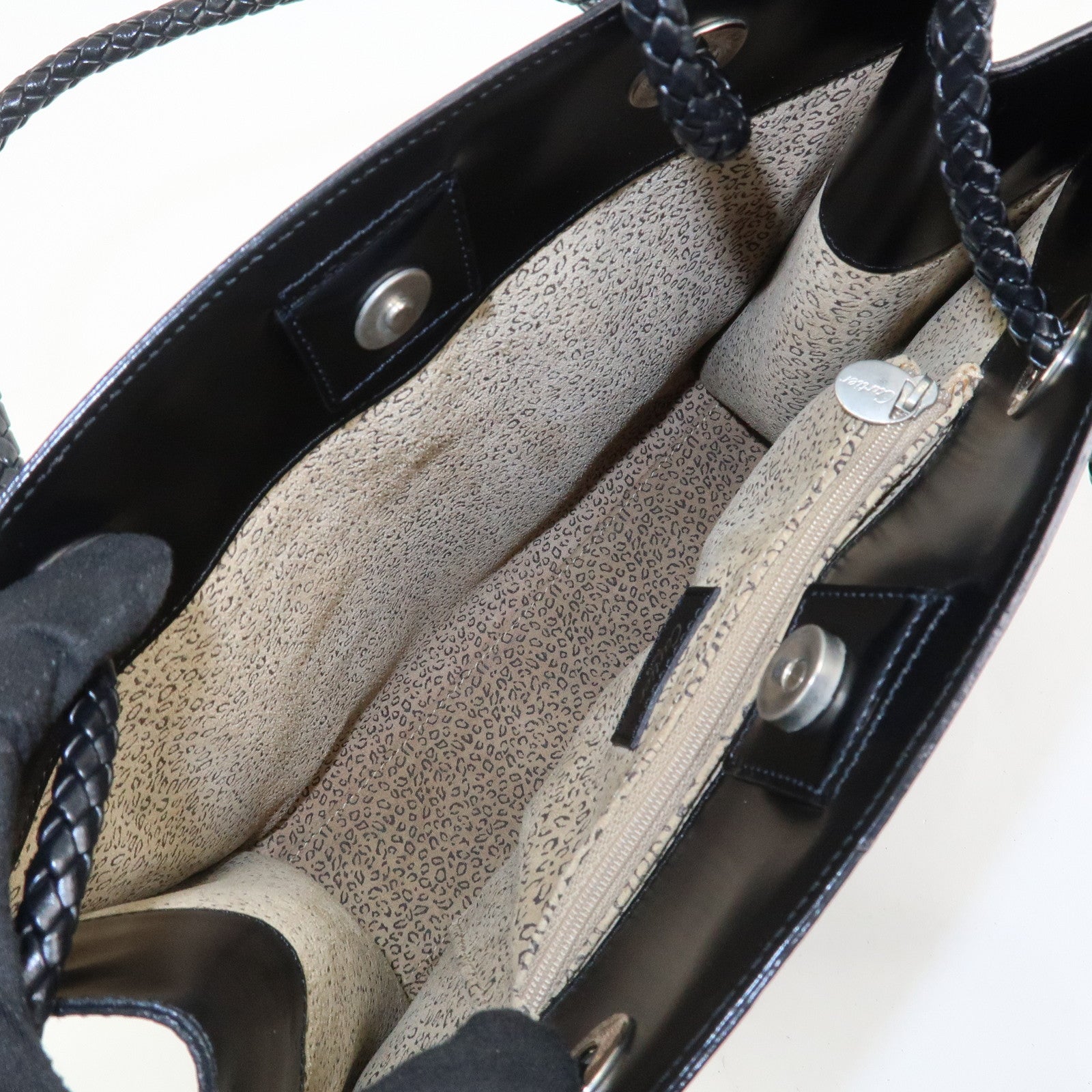 Cartier Leather Shoulder Bag Tote bag Black Silver