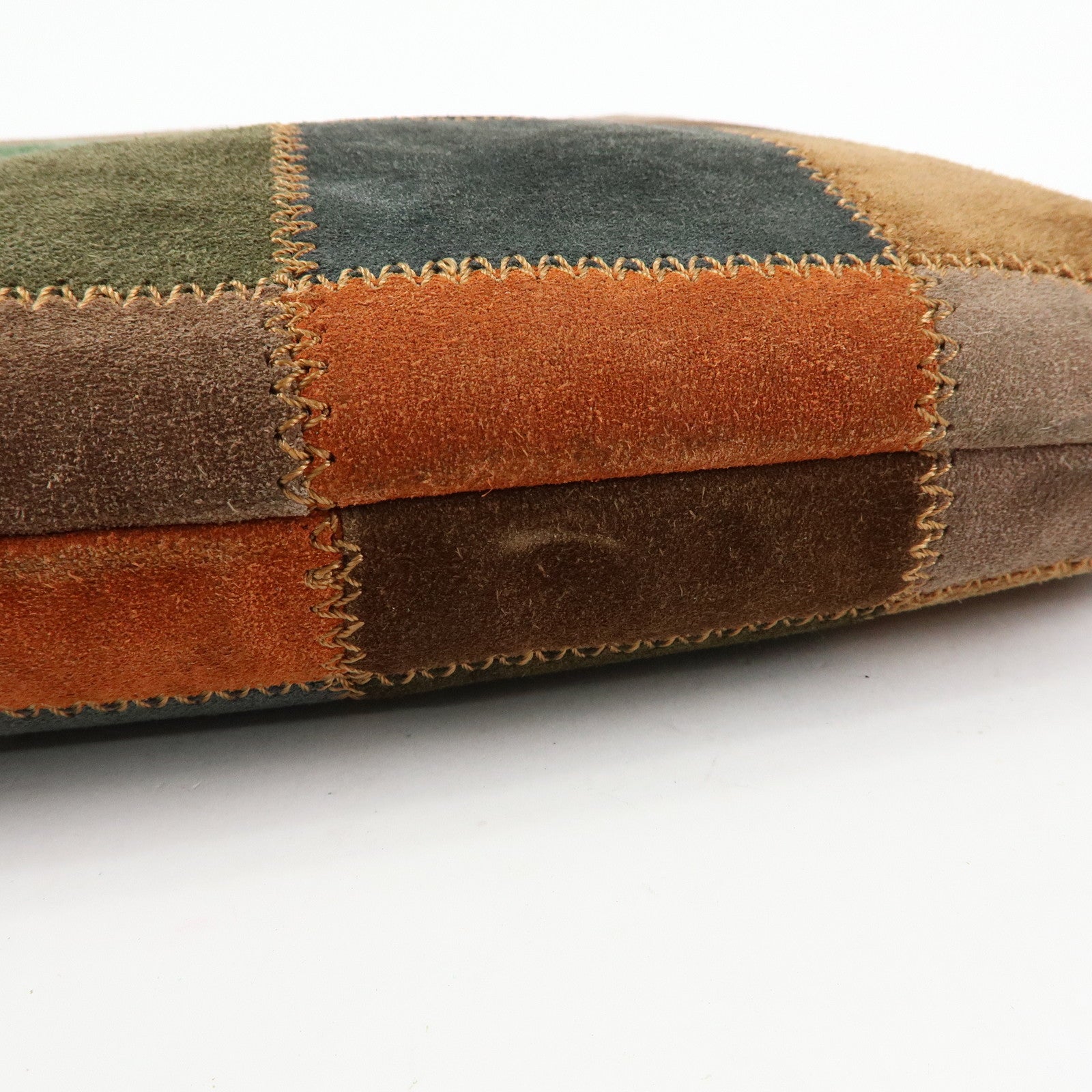 CELINE Patchwork Suede Shoulder Bag Crossbody Bag Brown Multicolor