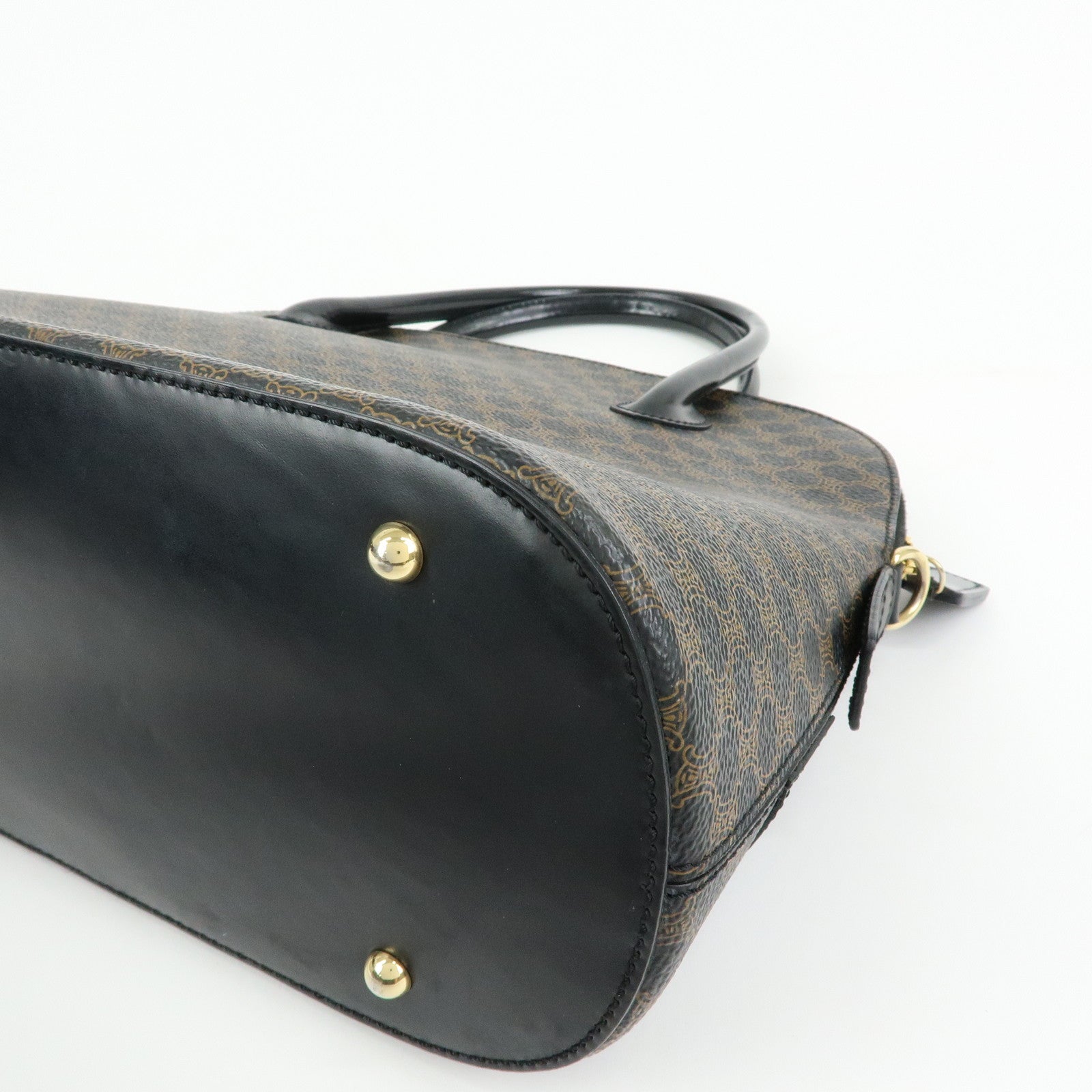 CELINE Macadam PVC Leather Hand Bag Black Brown