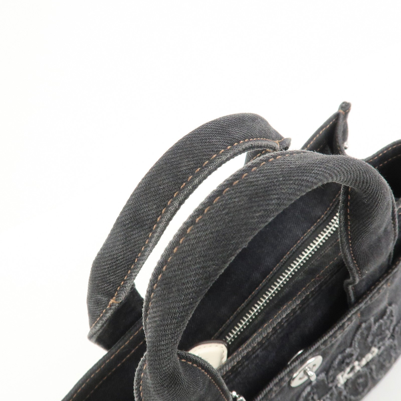 COACH Denim Leather 2Way Shoulder Bag Hand Bag Black