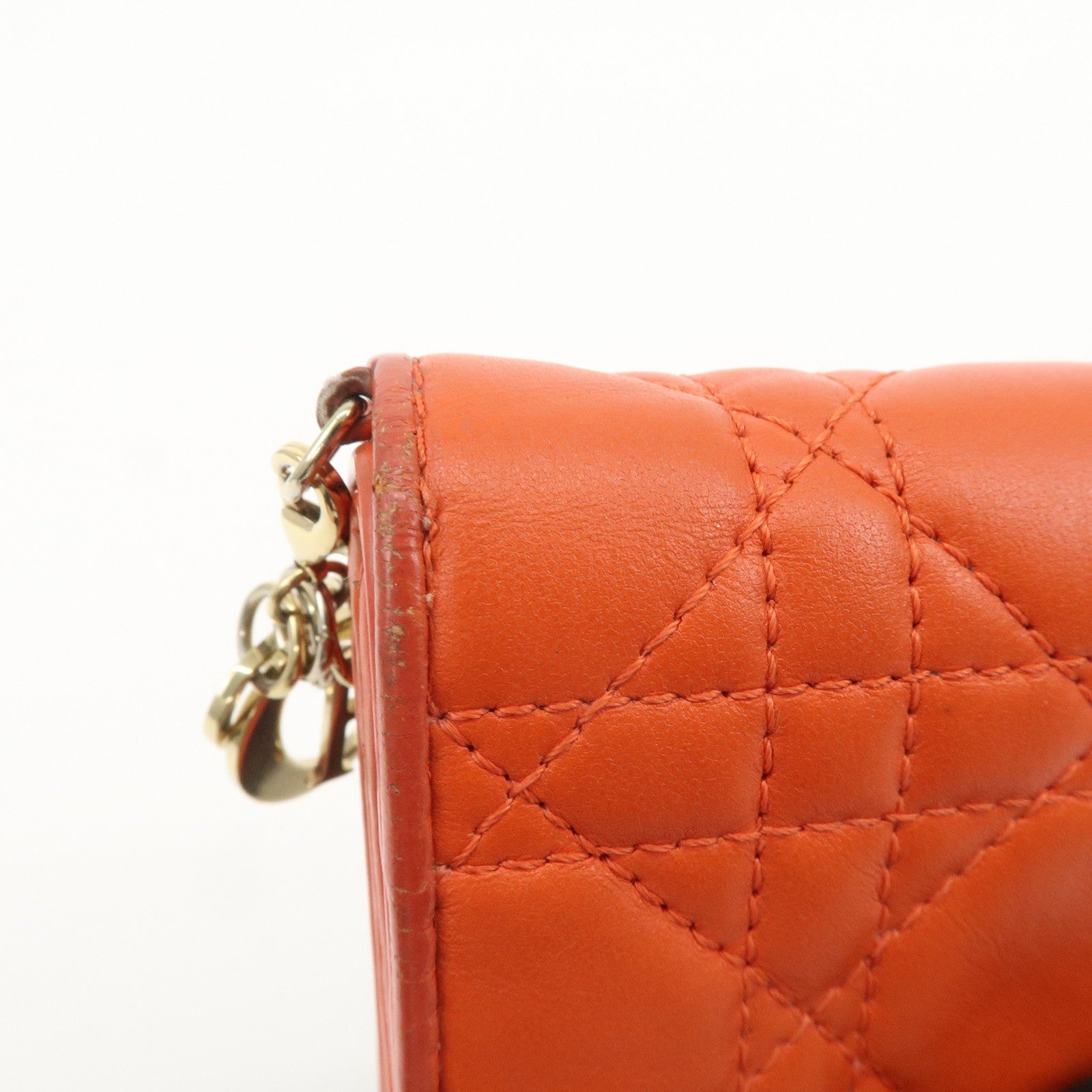 Christian Dior Lady Dior Cannage Leather Tri-fold Compact Wallet
