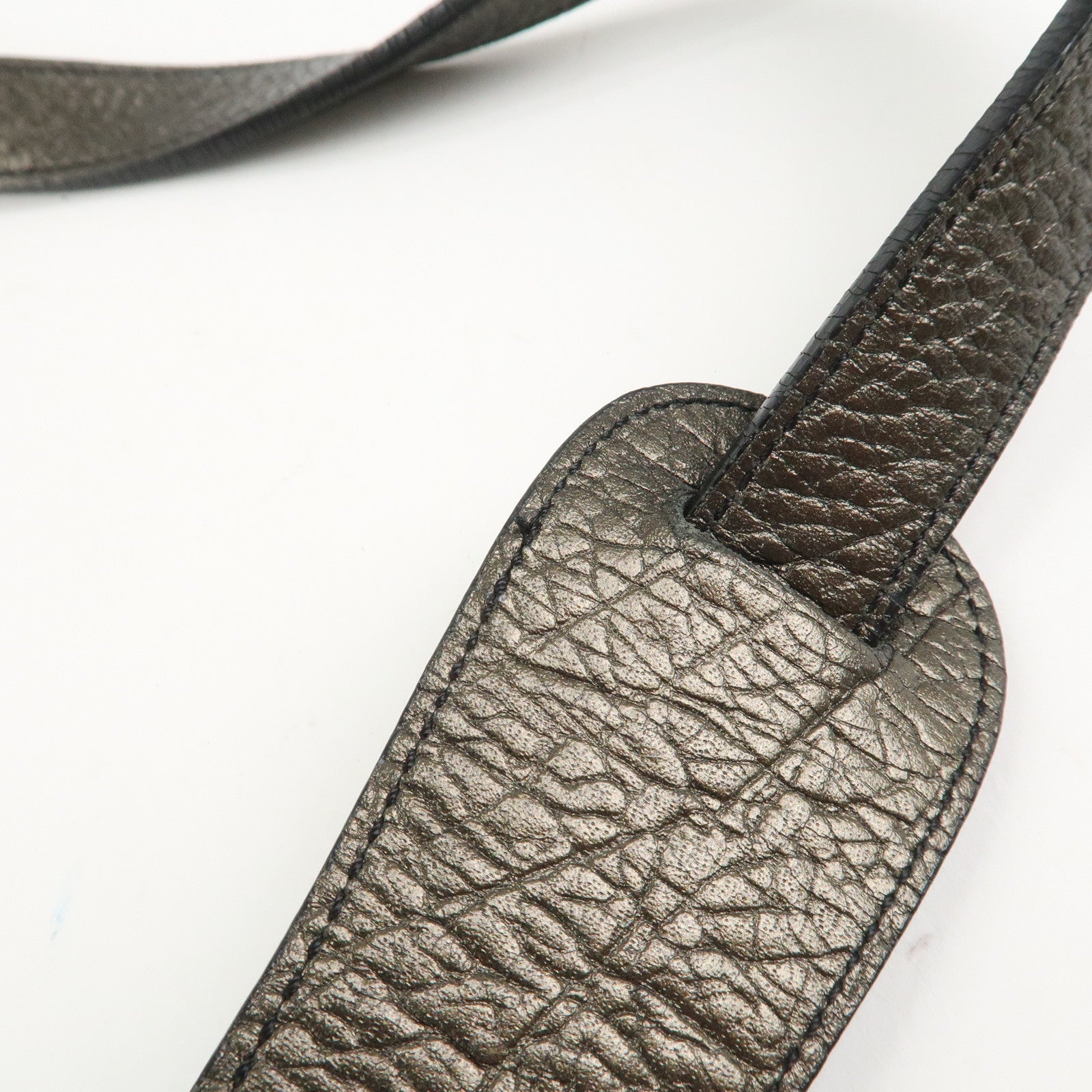 BURBERRY Nylon Leather Shoulder Crossbody Bag Black Metallic Gray