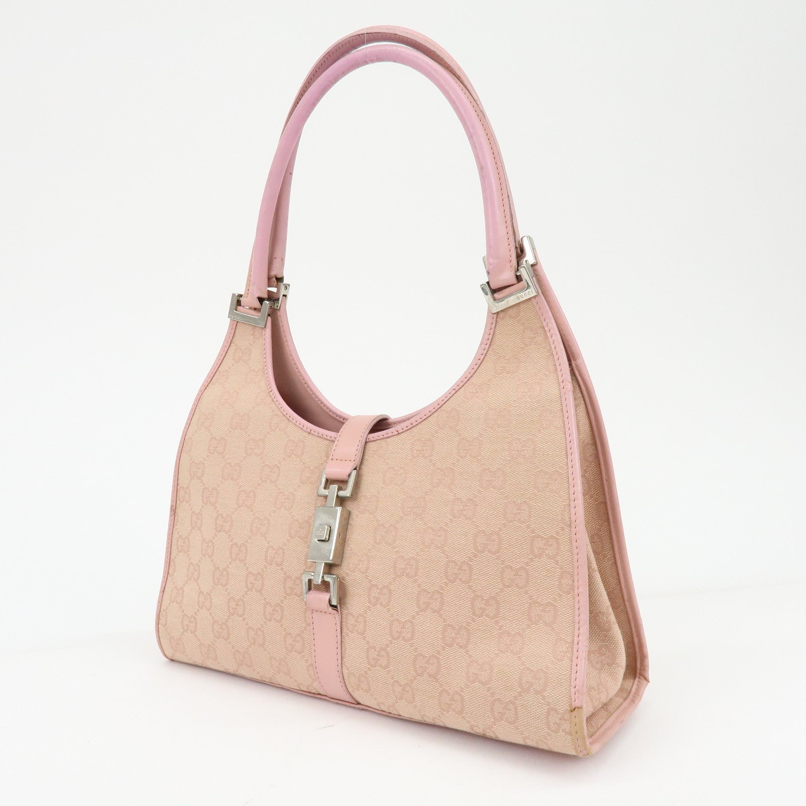 GUCCI Jackie GG Canvas Leather Shoulder Bag Pink 002・1067