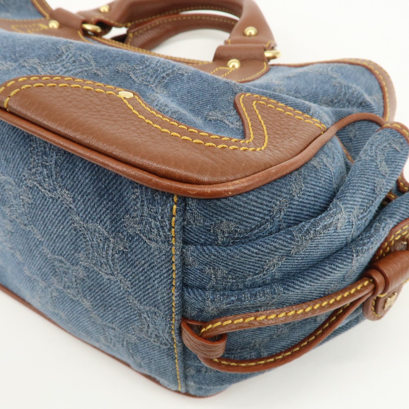 CELINE Macadam Denim Leather Boogie Bag Blue Brown