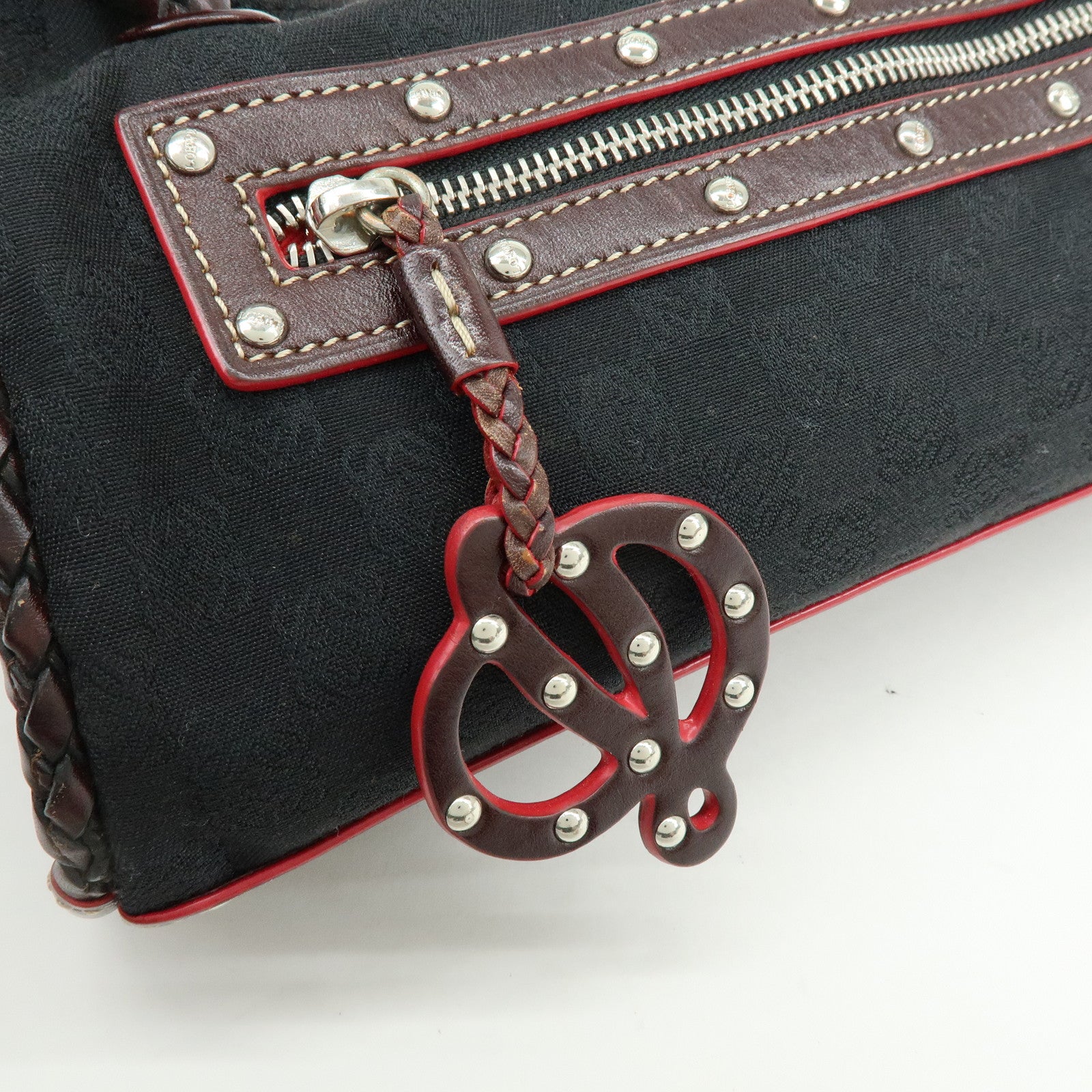 LOEWE Anagram Leather Mini Hand Bag Black Dark Brown