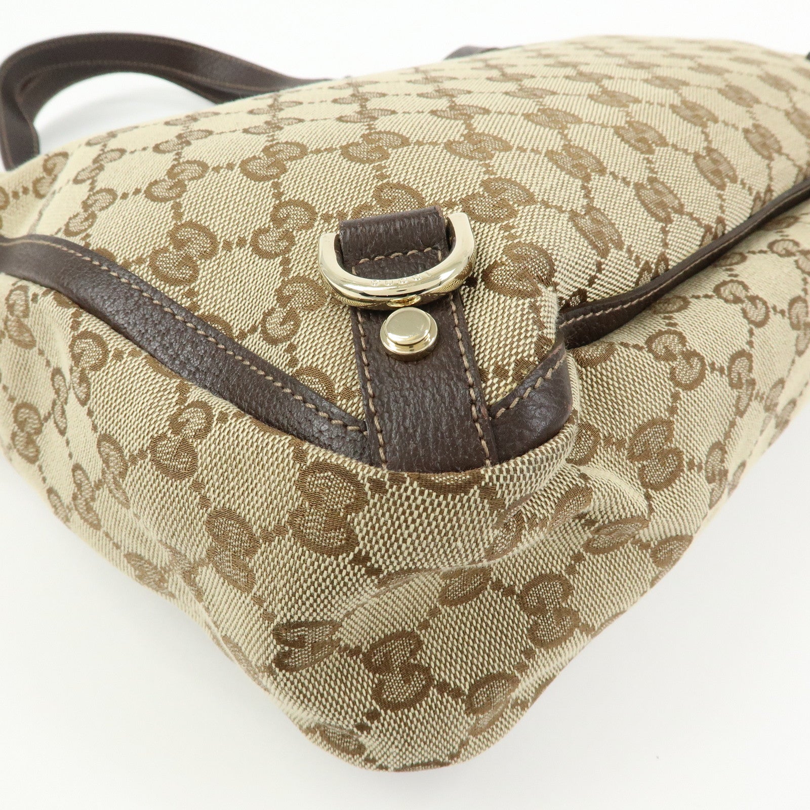 GUCCI GG Canvas Leather Tote Bag Shoulder Bag Beige Brown 170004