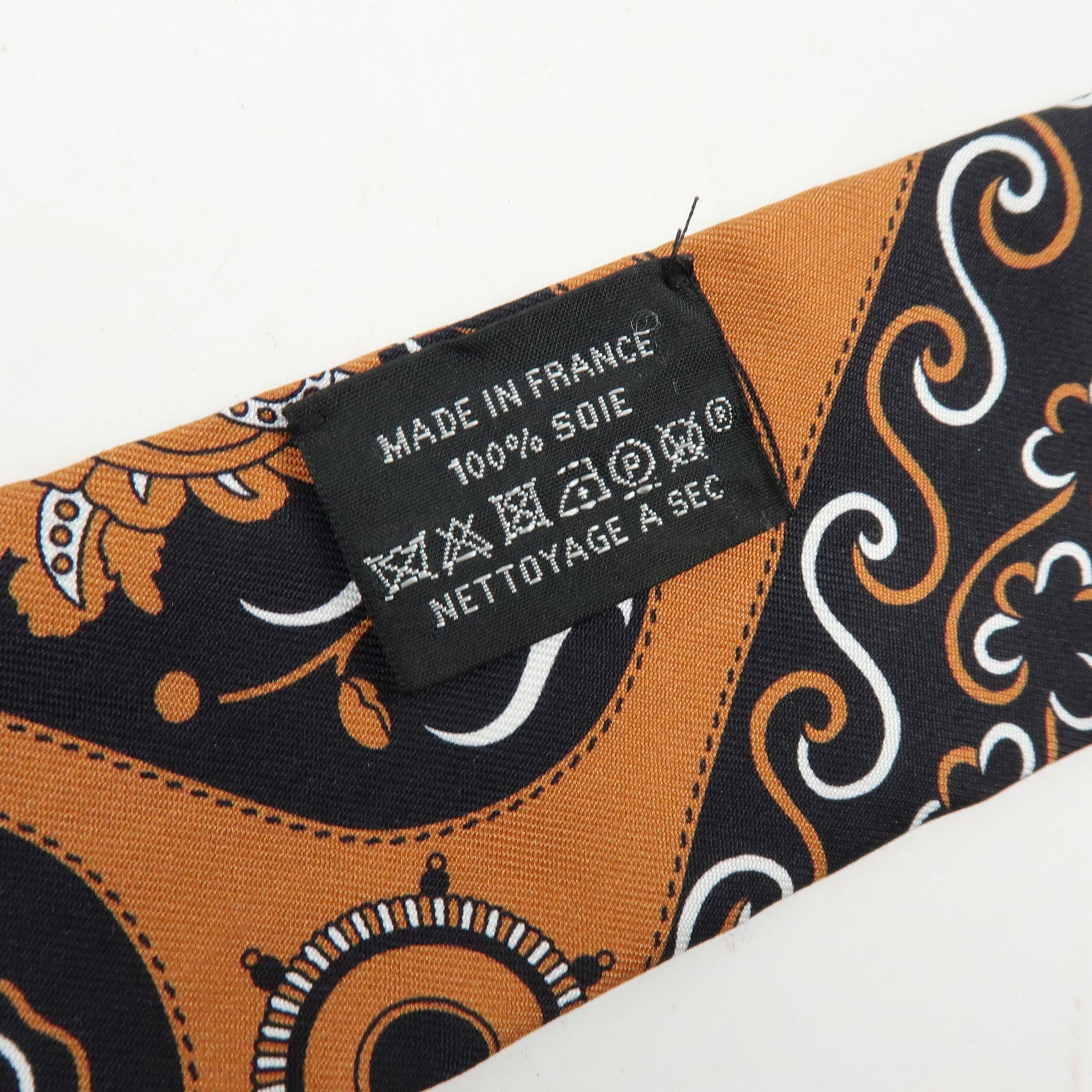 HERMES Silk 100% Twilly Festival Des Amazones Brown Black