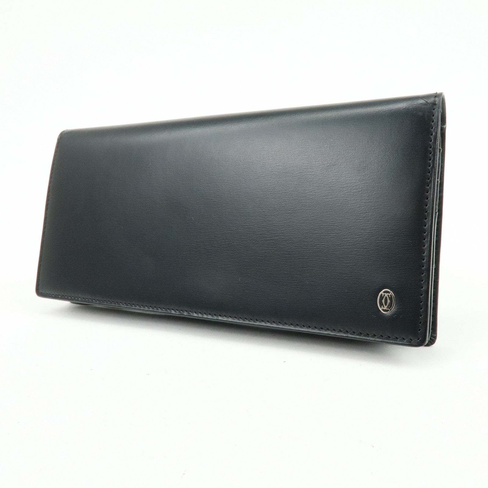 Cartier Pasha Leather Bi-fold Long Wallet Continental Wallet Black