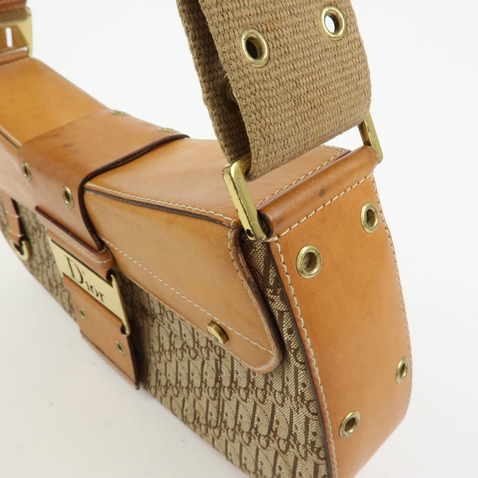 Christian Dior Trotter Street Chic Canvas Leather Shoulder Bag