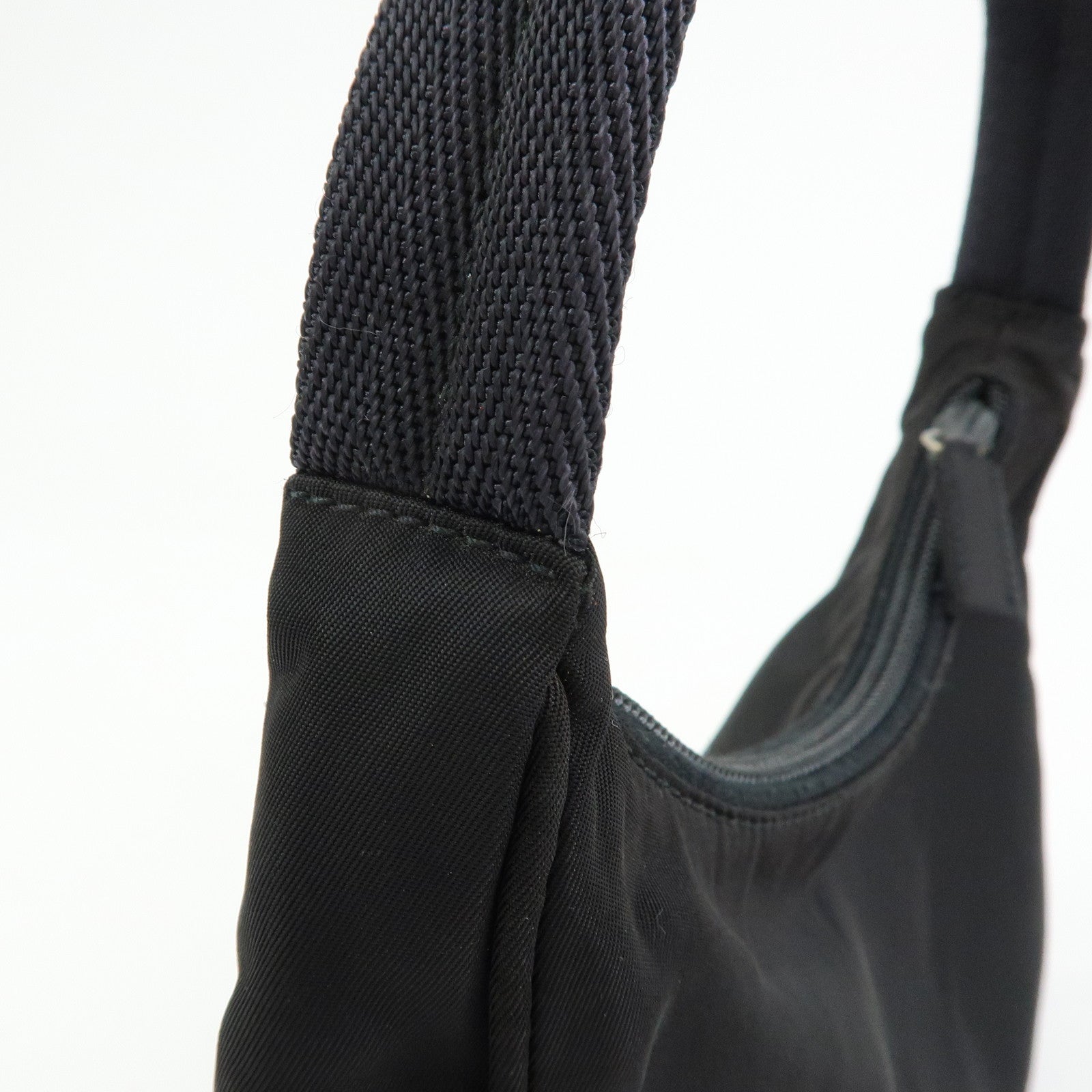 PRADA Triangle Logo Nylon Mini Hand Bag Shoulder Bag Black
