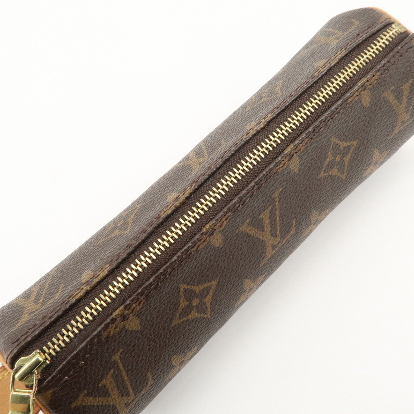 Louis Vuitton Monogram Trousse Ronde Pen Case Brown M47630