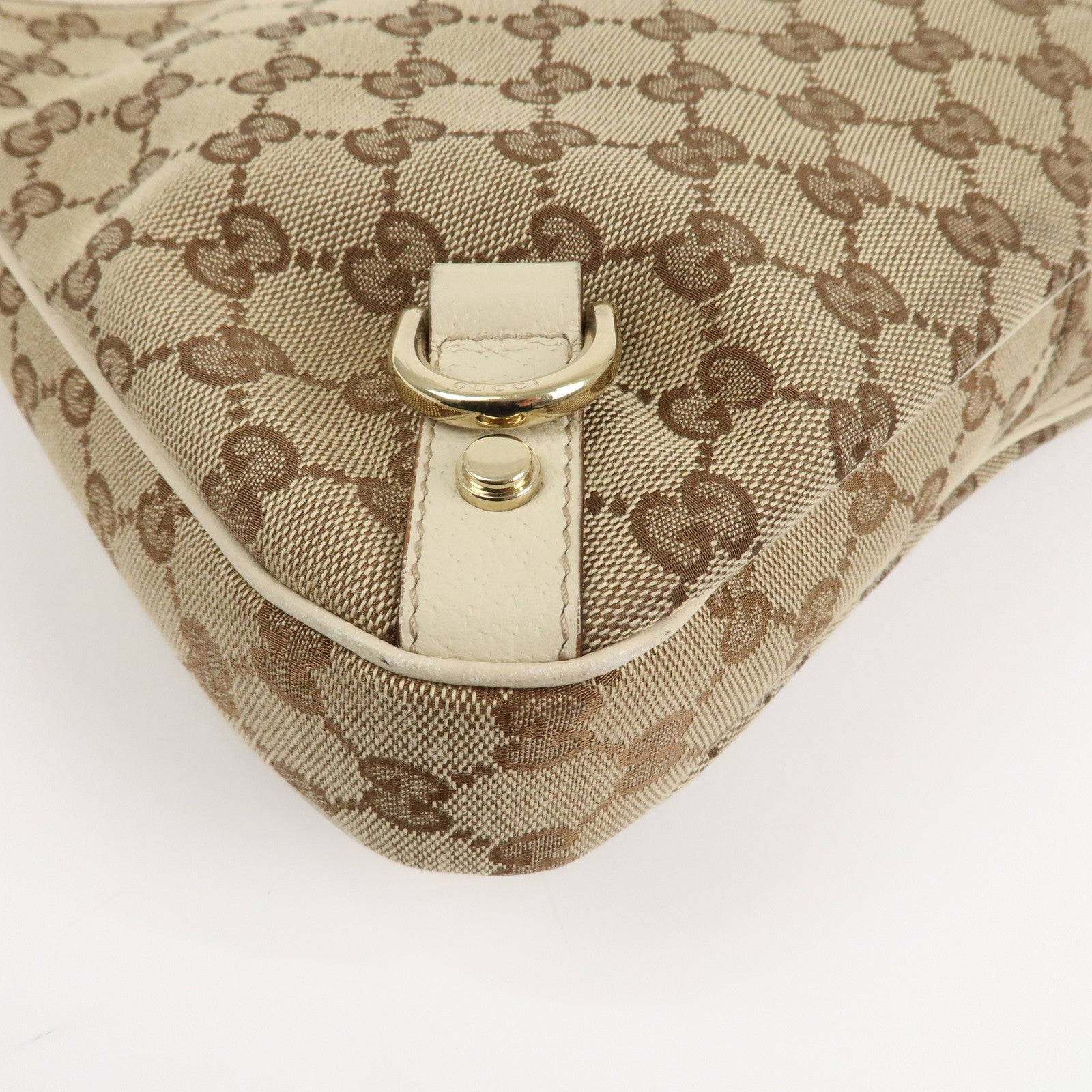 GUCCI Abbey GG Canvas Leather Shoulder Bag Beige Ivory 130738 Used