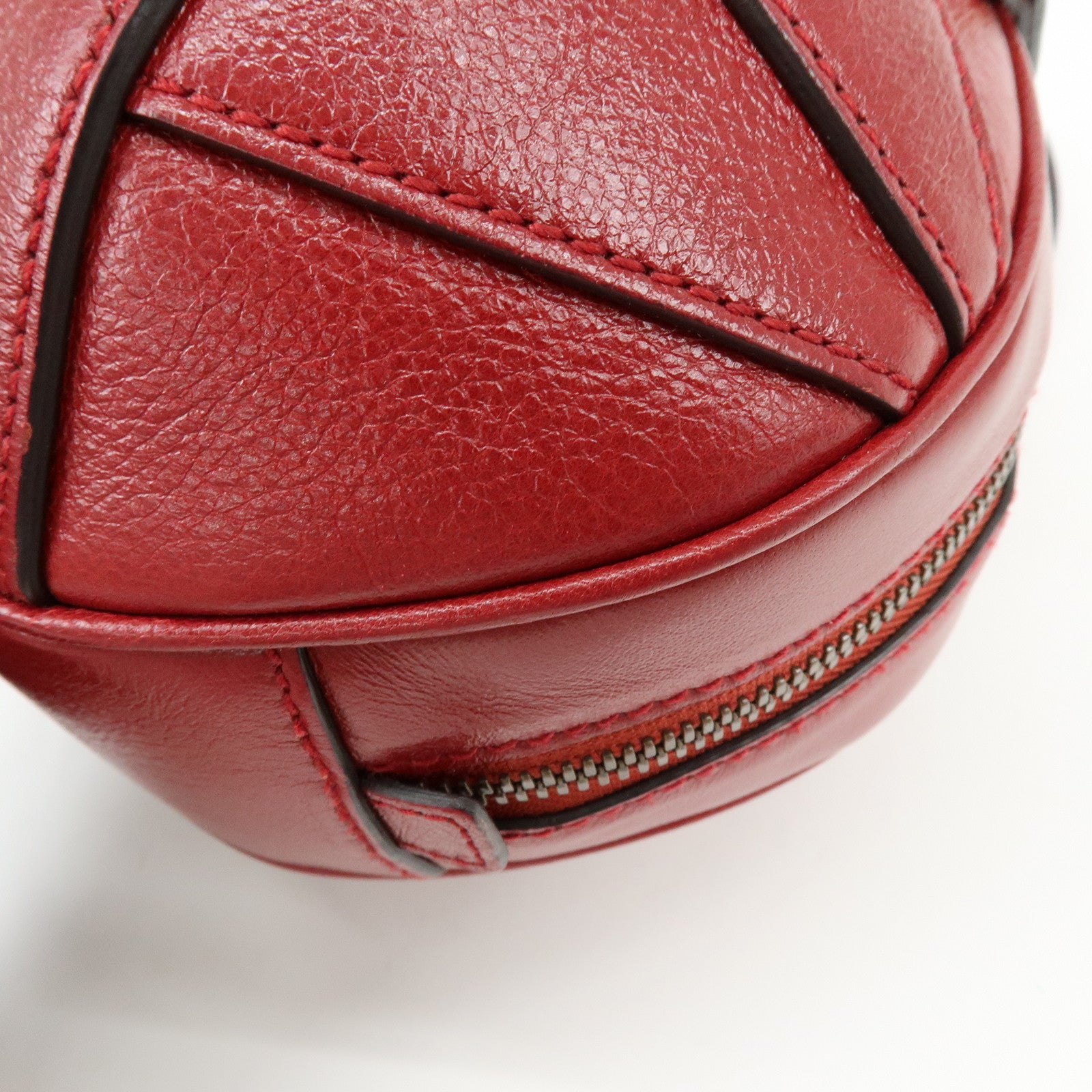 GUCCI Leather Basketball Shaped Mini Hand Shoulder Bag Red 547855