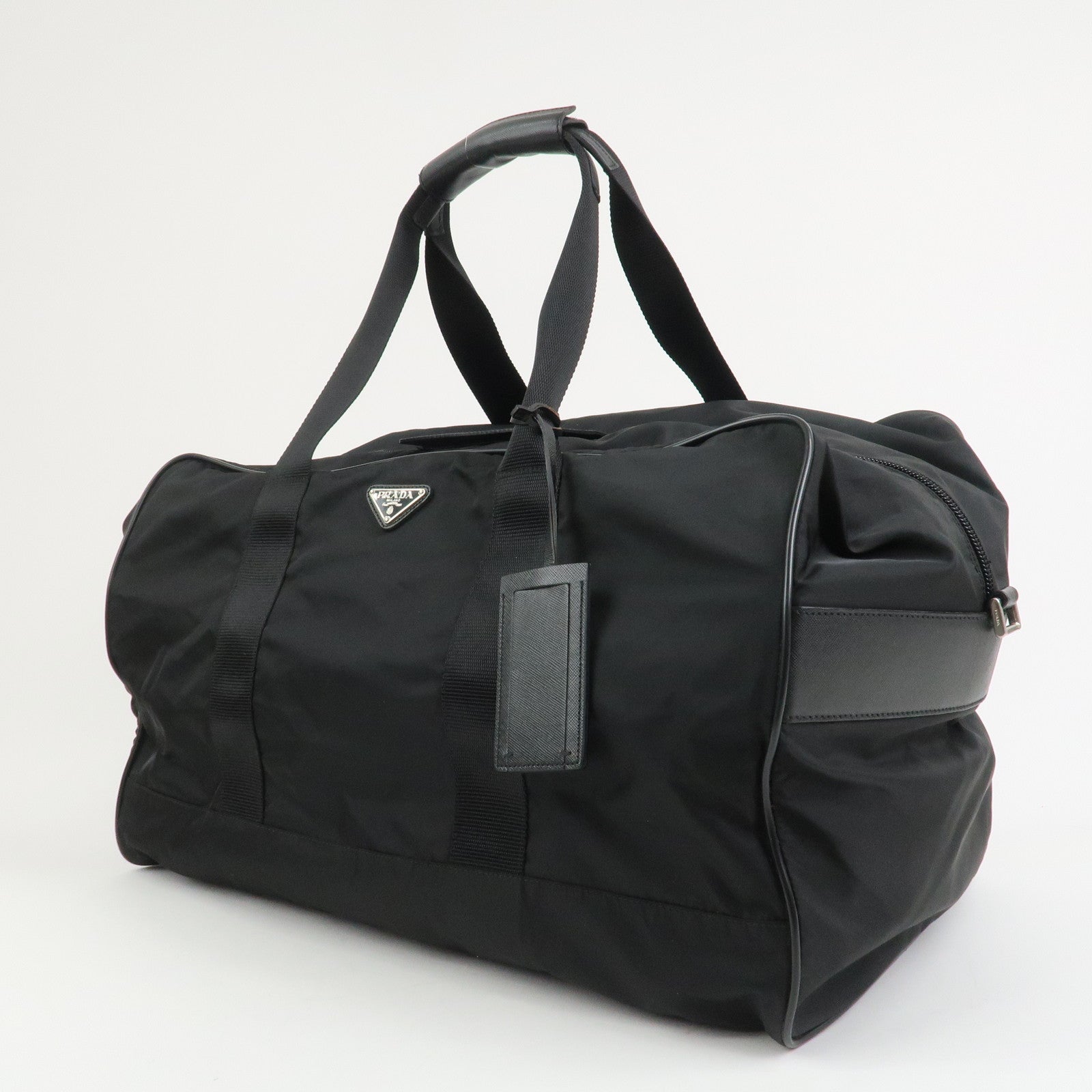 PRADA Nylon Saffiano Leather 2WAY Bag Boston Bag Black VS001S
