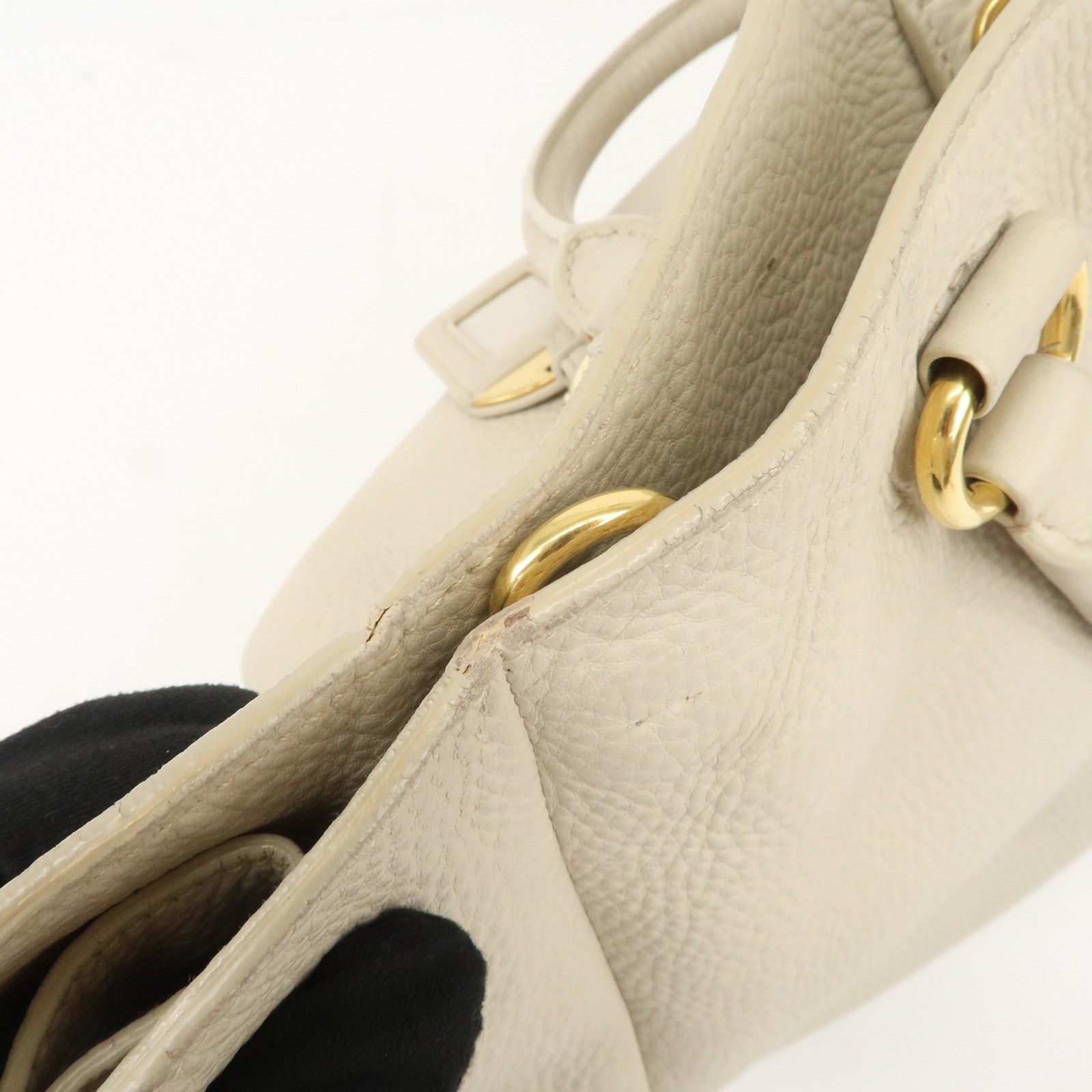 PRADA Logo 2Way Bag Hand Bag Shoulder Bag Ivory