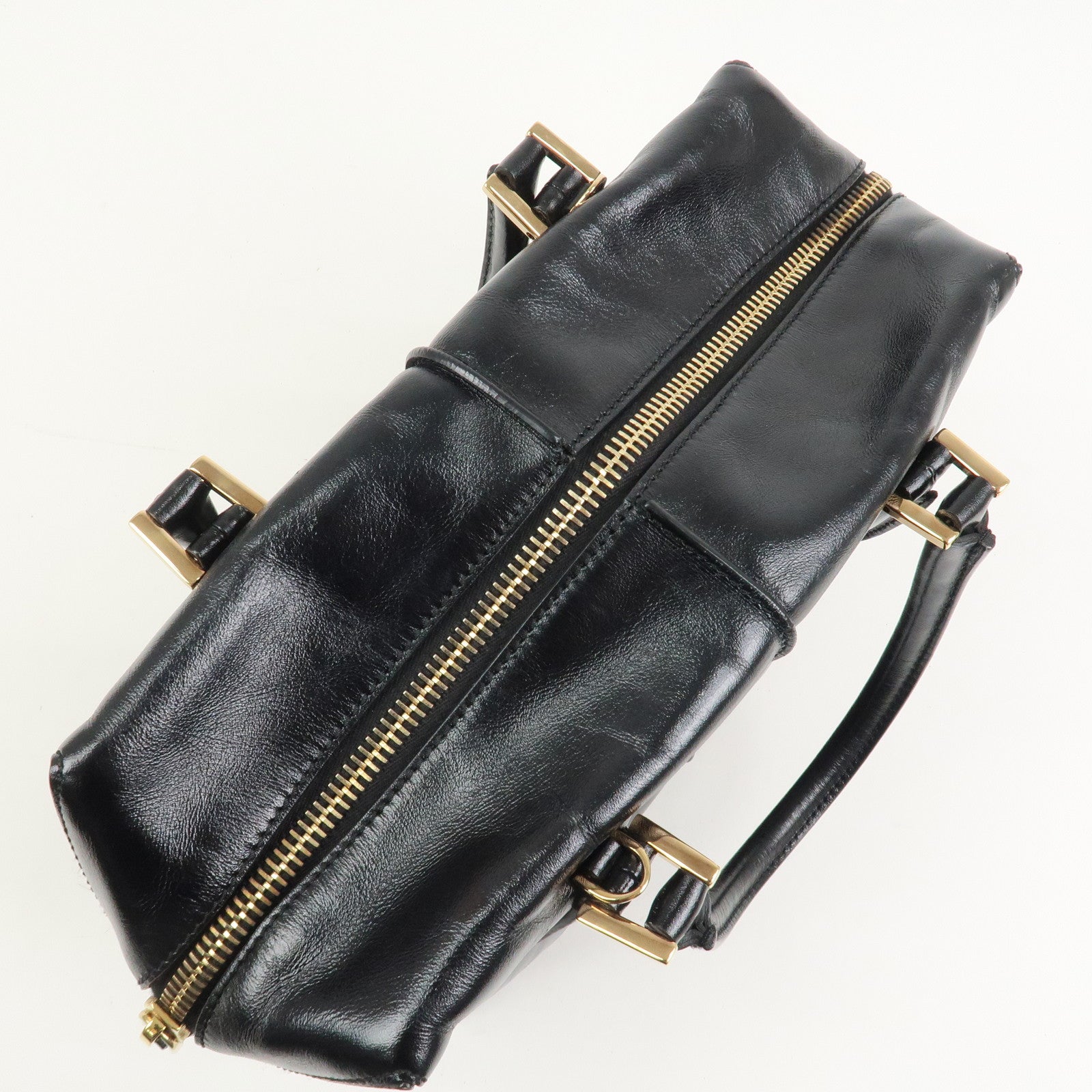 TOD’S D Cube Leather 2 Way Bag Hand Bag Shoulder Bag Black Gold