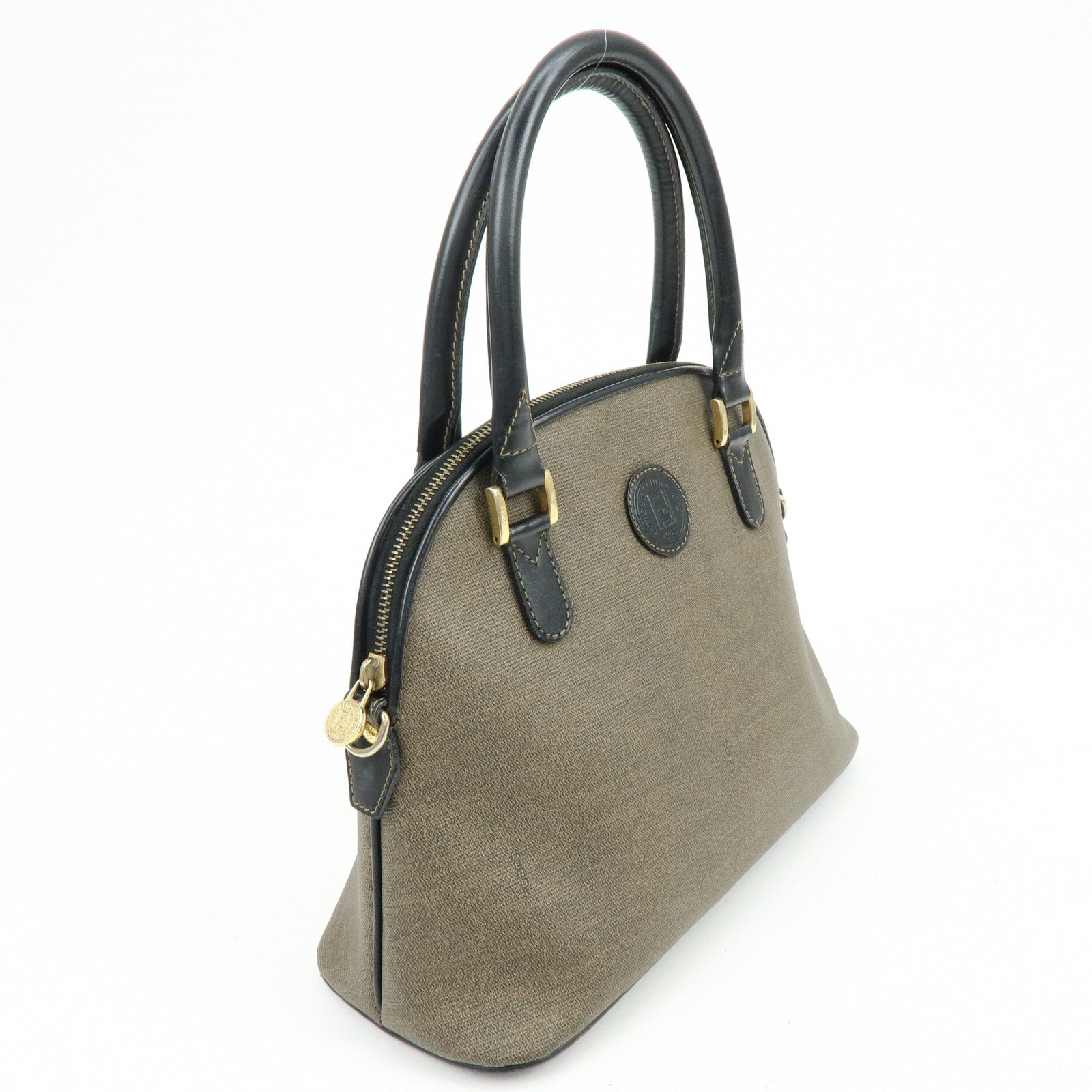 FENDI Leather 2Way Bag Hand Bag Shoulder Bag Crossbody Bag Brown