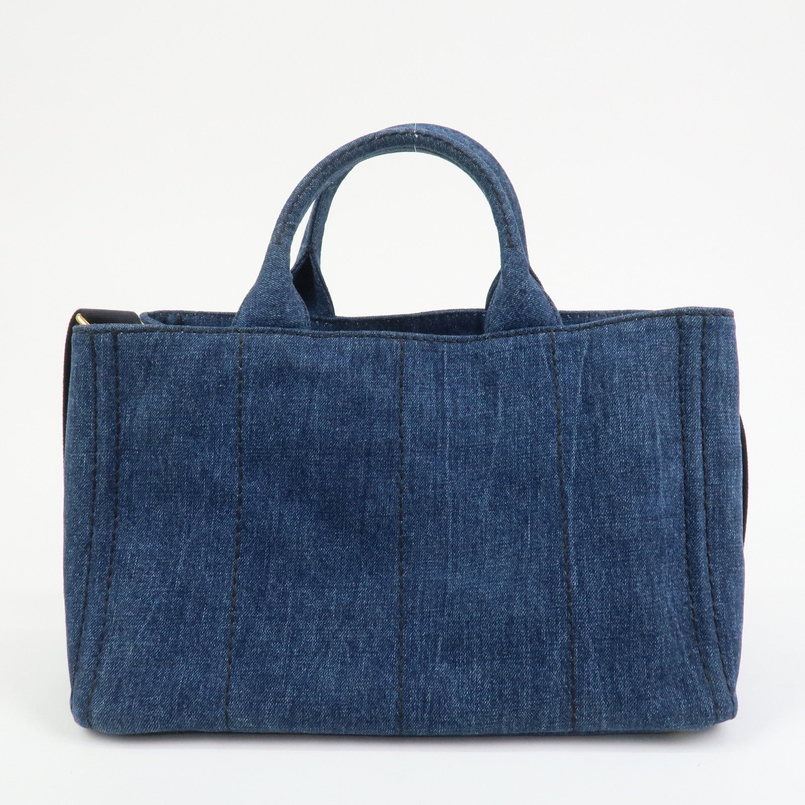 PRADA Logo Canapa Canvas Denim 2way Bag Hand Bag Blue B1877B