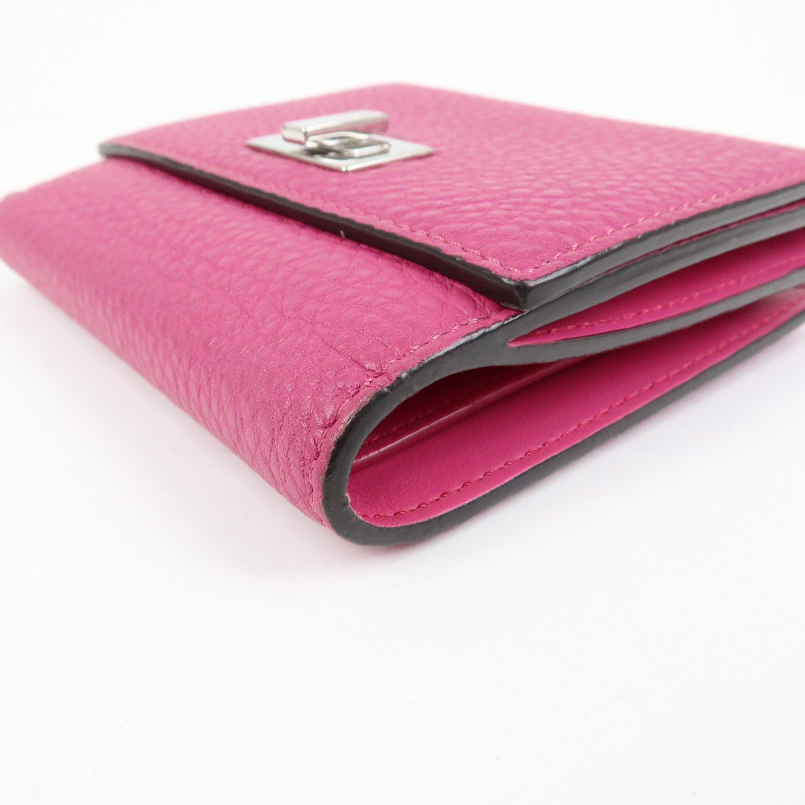 FENDI Peekaboo Leather Bi-fold Compact Wallet Pink 8M0438