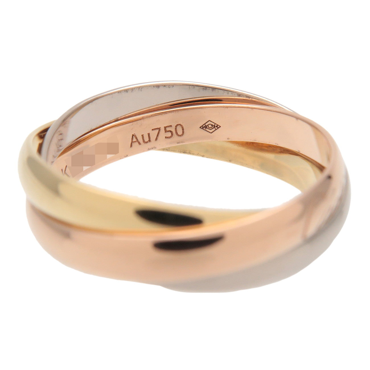 Cartier Trinity Ring 750YG/WG/PG Classic Model SM #47 US4.5