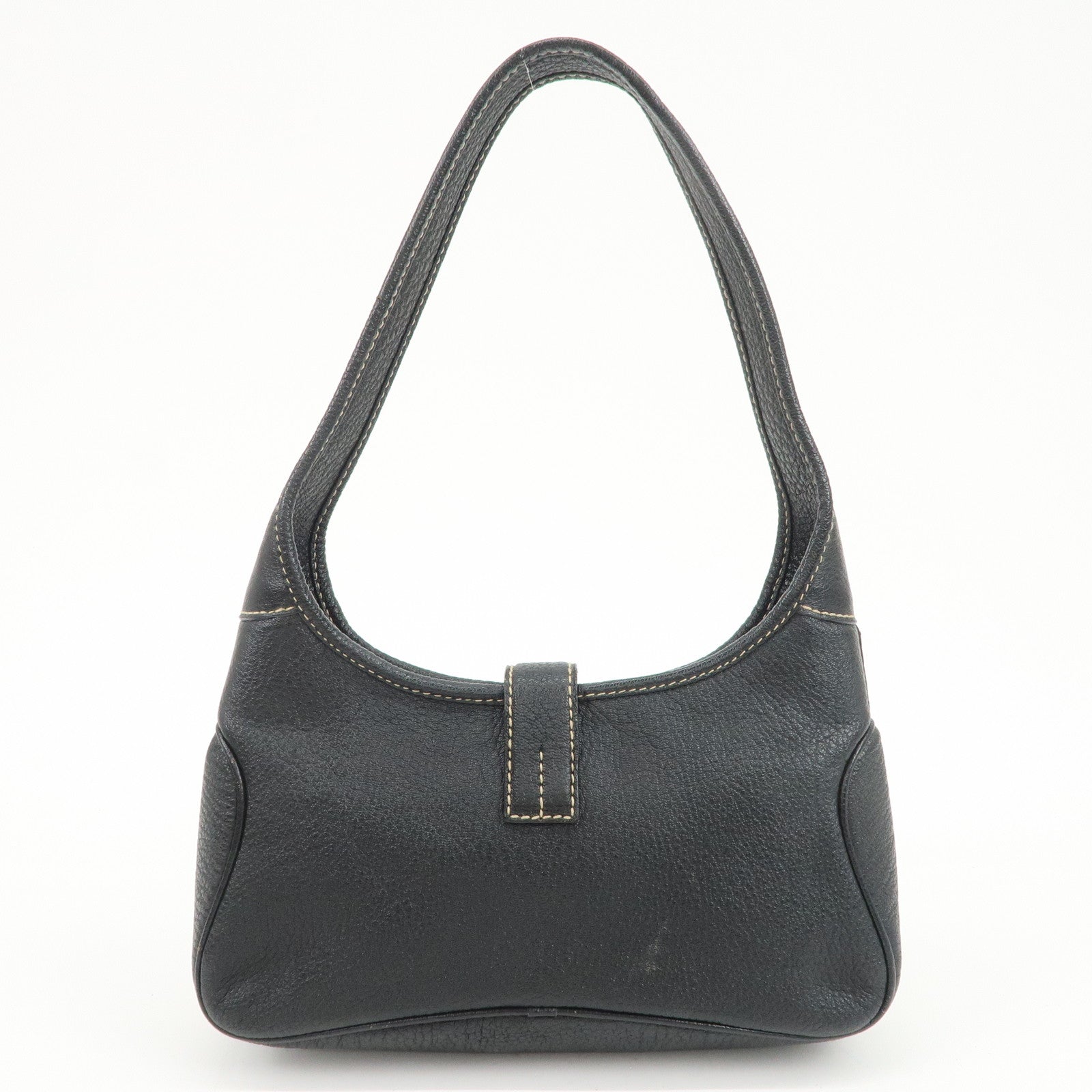Ferragamo Logo Leather Shoulder Bag Hand Bag Black