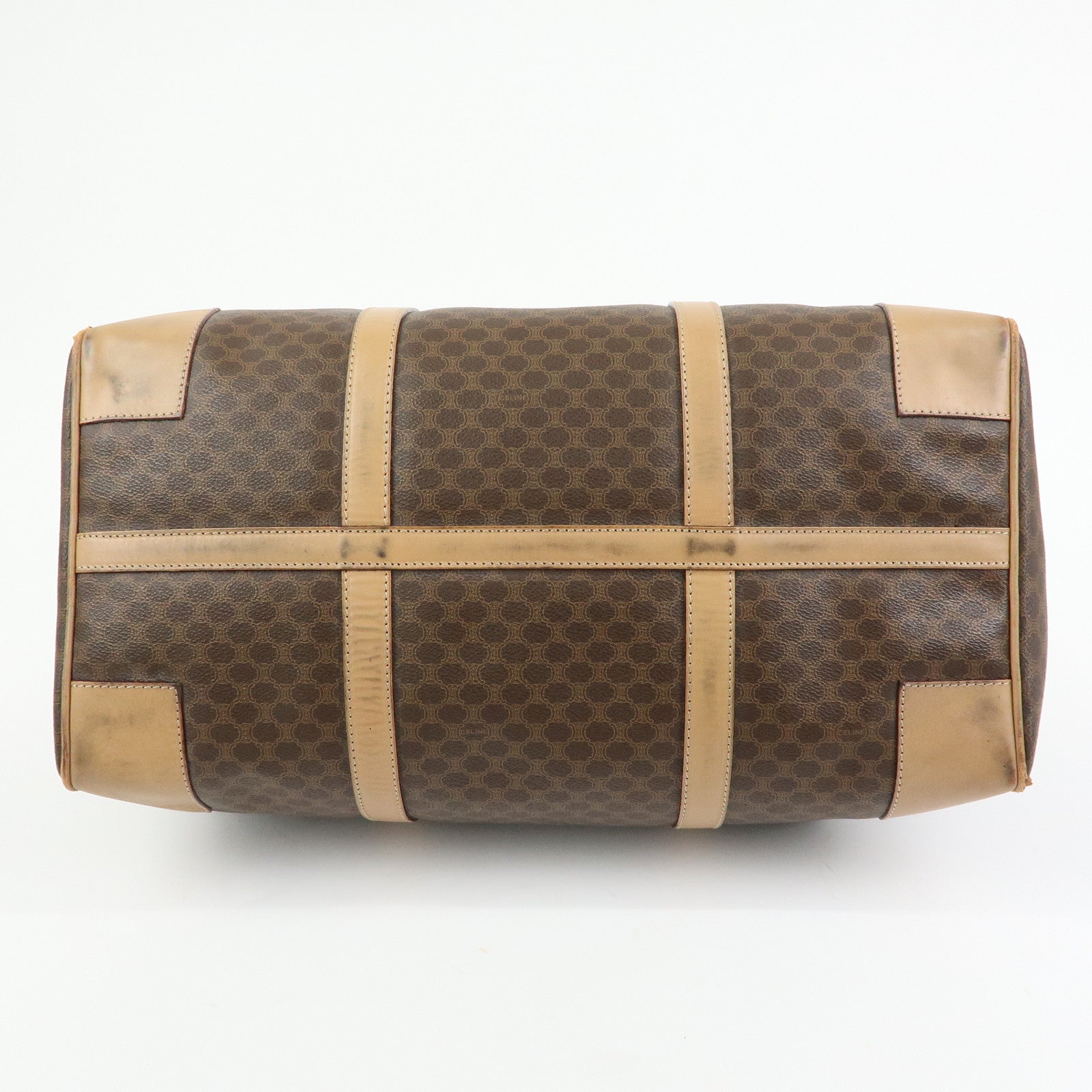 CELINE Macadam PVC Leather Boston Bag Hand Bag Brown