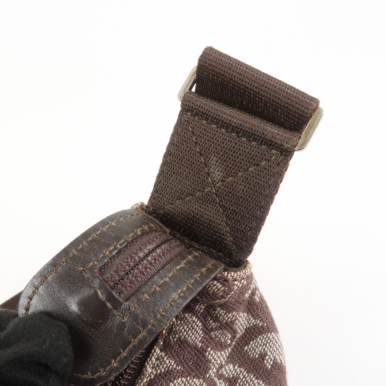 Christian Dior Trotter Jacguard Canvas Shoulder Crossbody Bag Brown