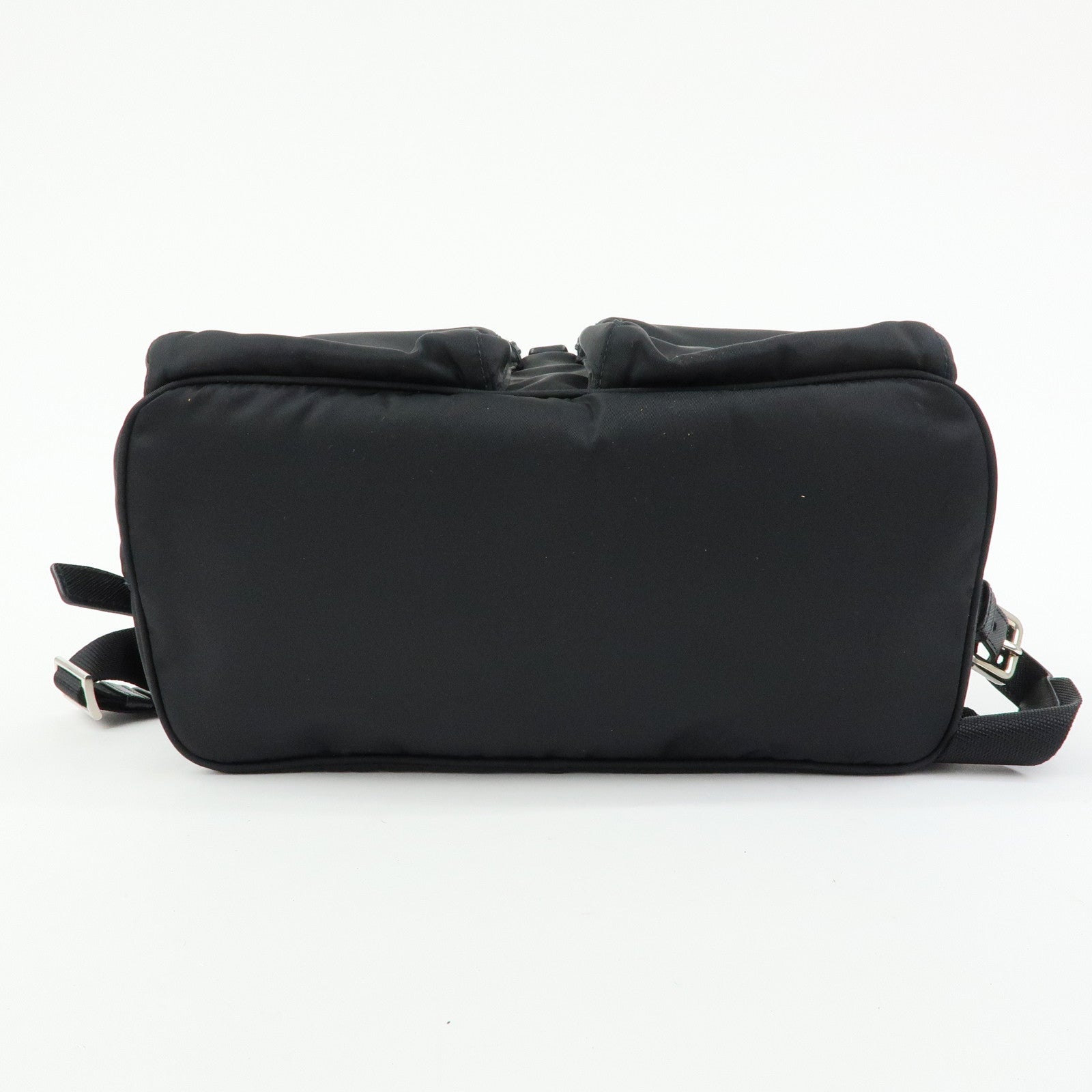 PRADA Triangle Logo Nylon Leather Backpack Rucksack Black 1BZ005