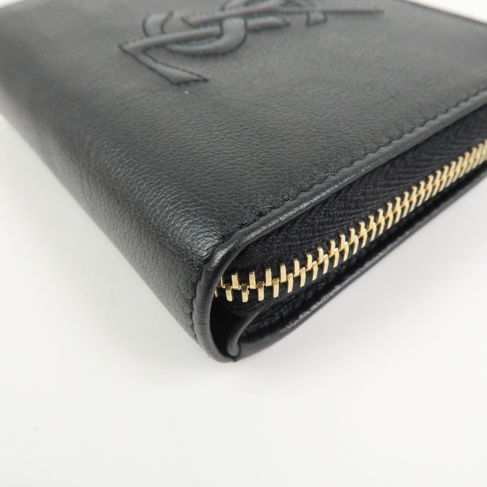 SAINT LAURENT PARIS Coin Case Coin Wallet Leather Black Logo 352906