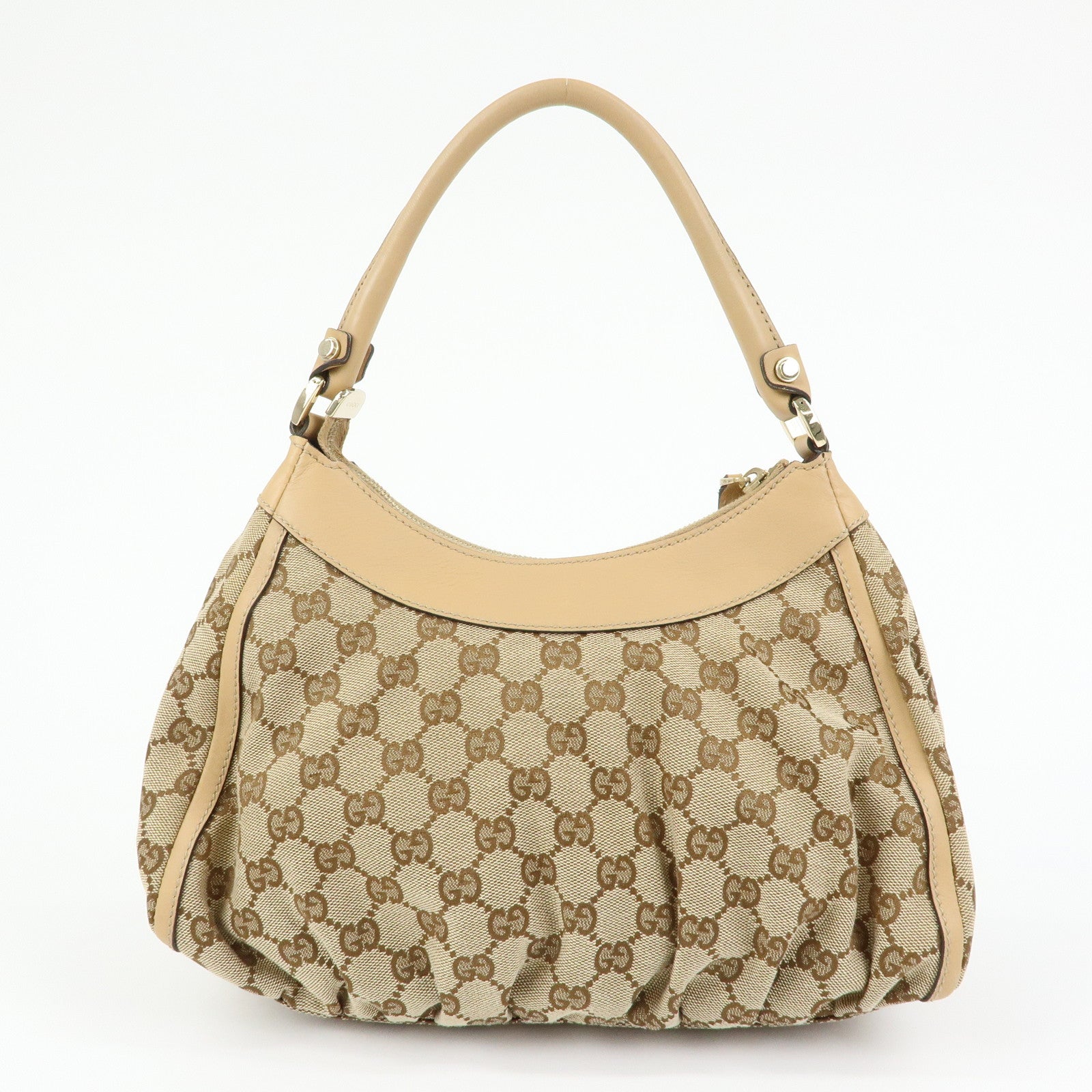 GUCCI Abbey GG Canvas Leather Shoulder Bag Hand Bag Beige 190525