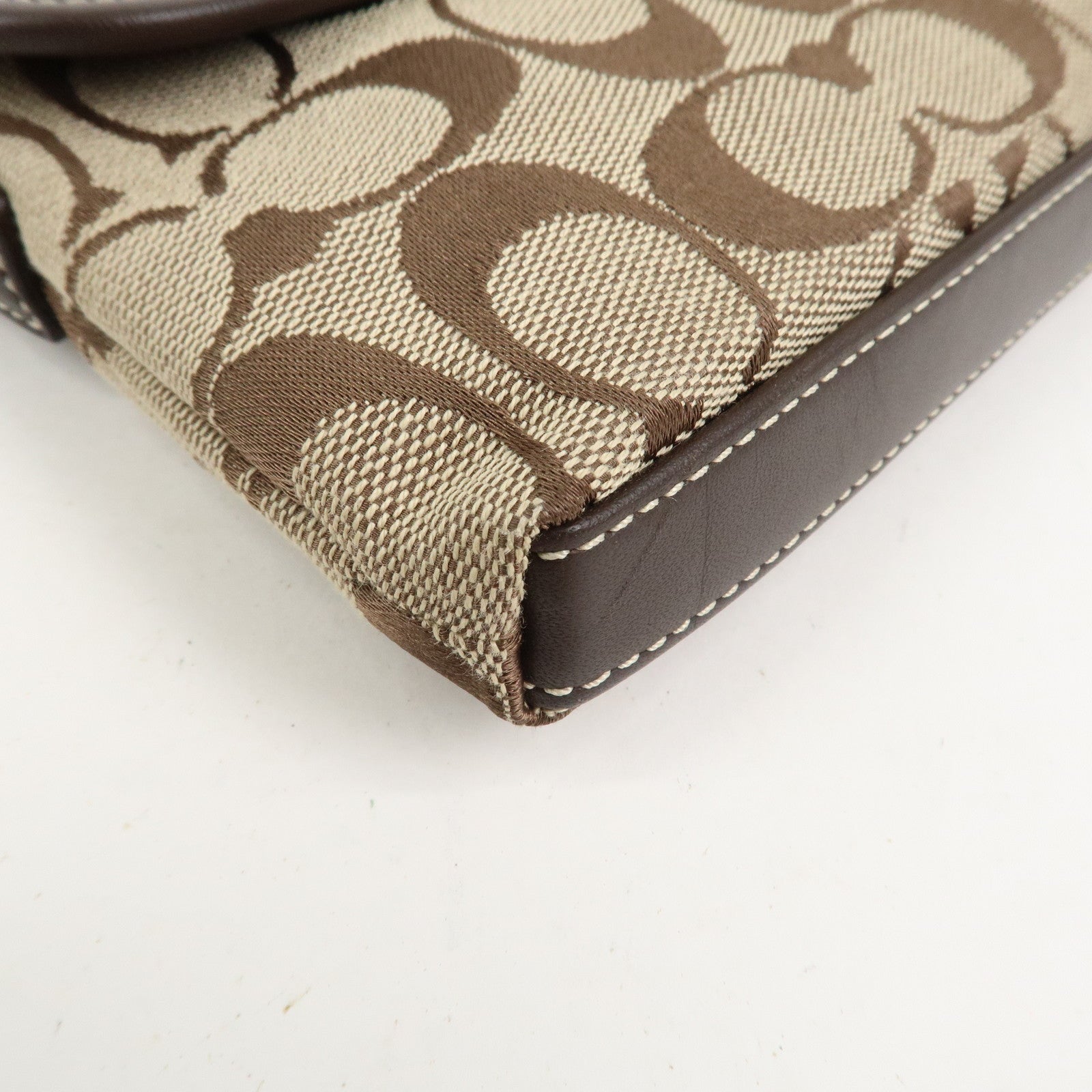 COACH Signature Canvas Leather Shoulder Bag Hand Bag Brown