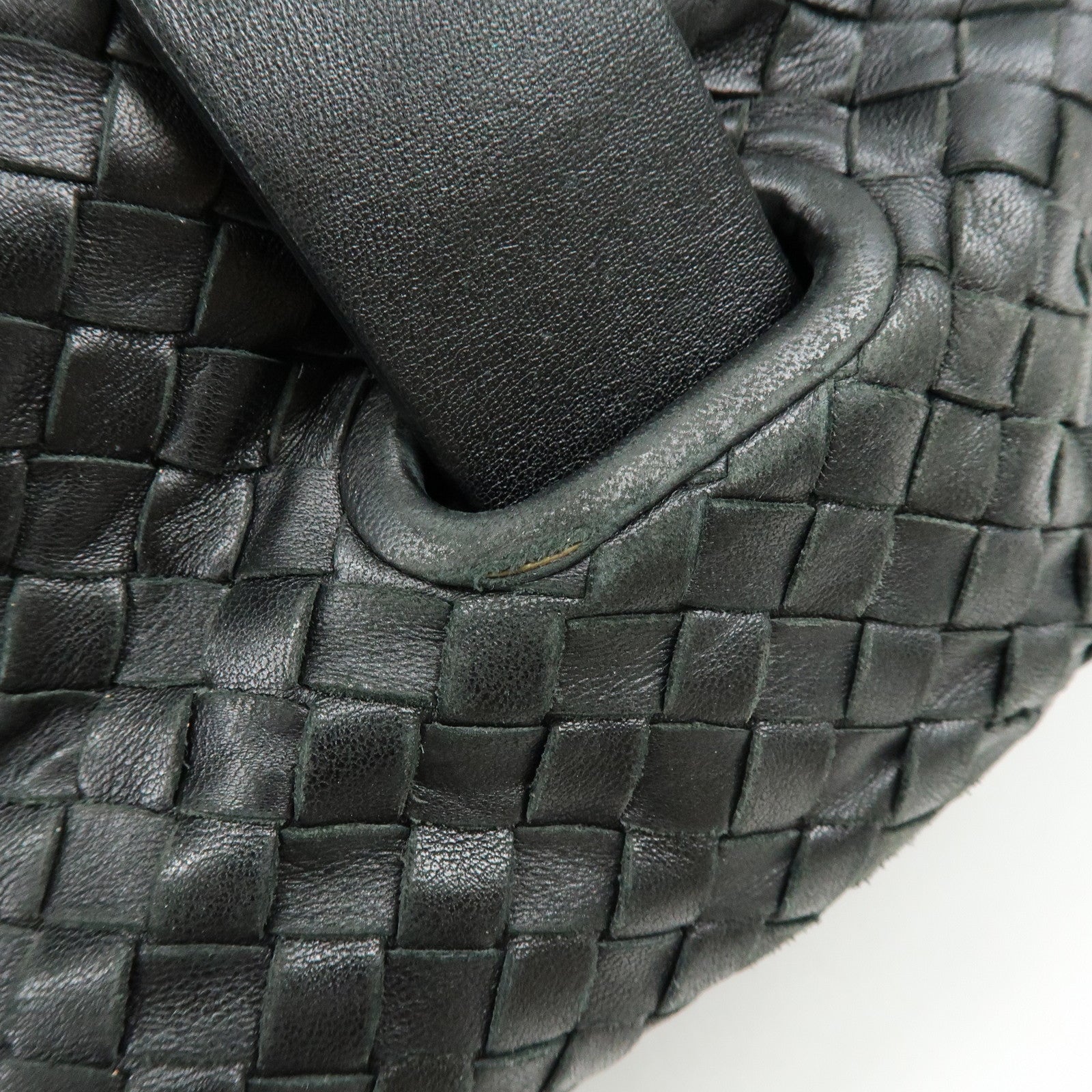 BOTTEGA VENETA Intrecciato Leather Boston Bag Shoulder Bag Black
