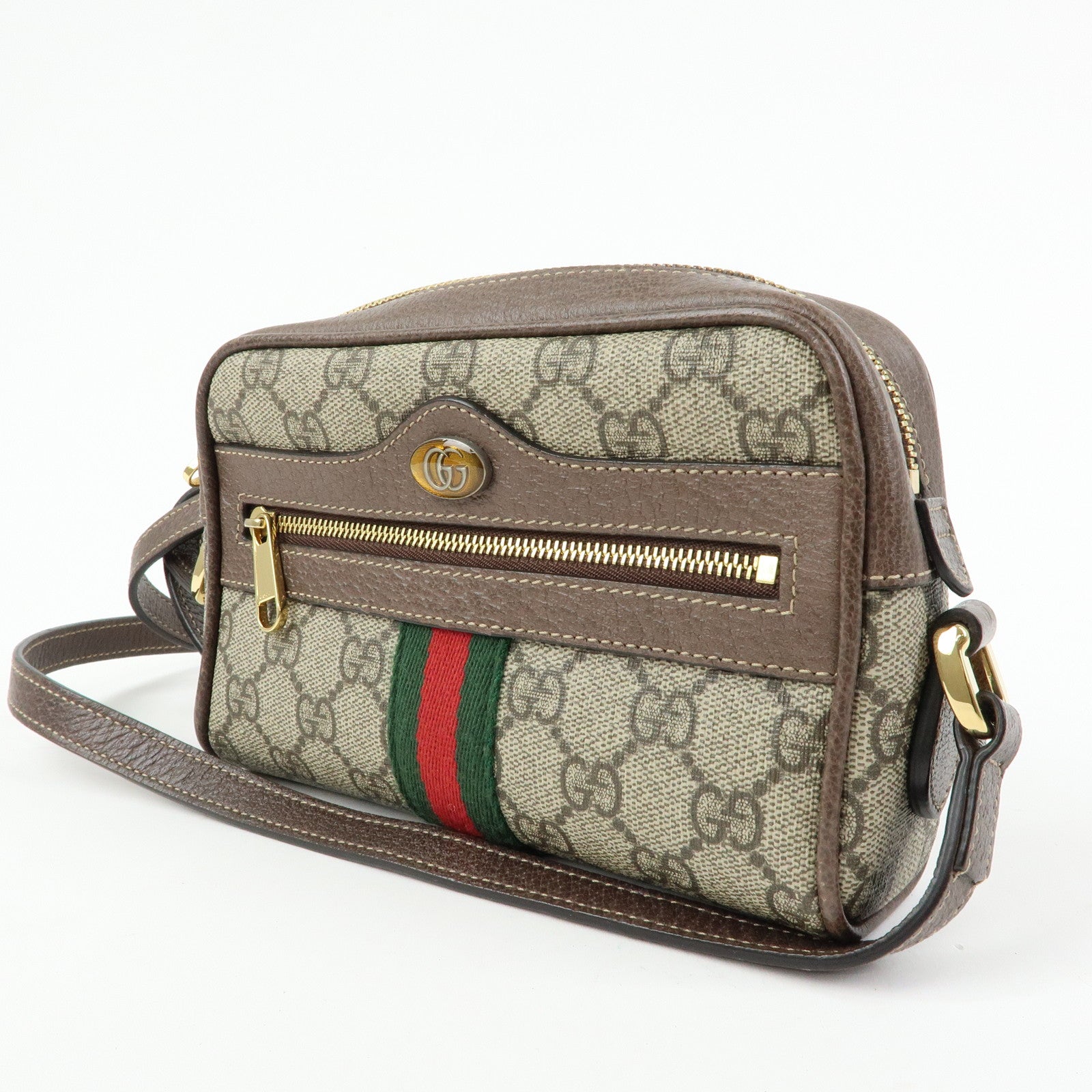 GUCCI Ophidia Sherry GG Supreme Leather Shoulder Bag Brown 517350