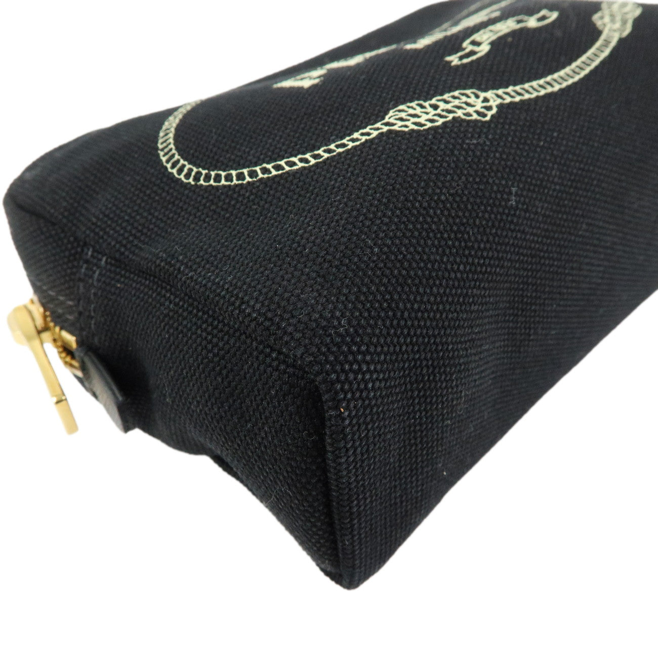 PRADA Logo Canapa Canvas Cosmetic Pouch Black 1NA021
