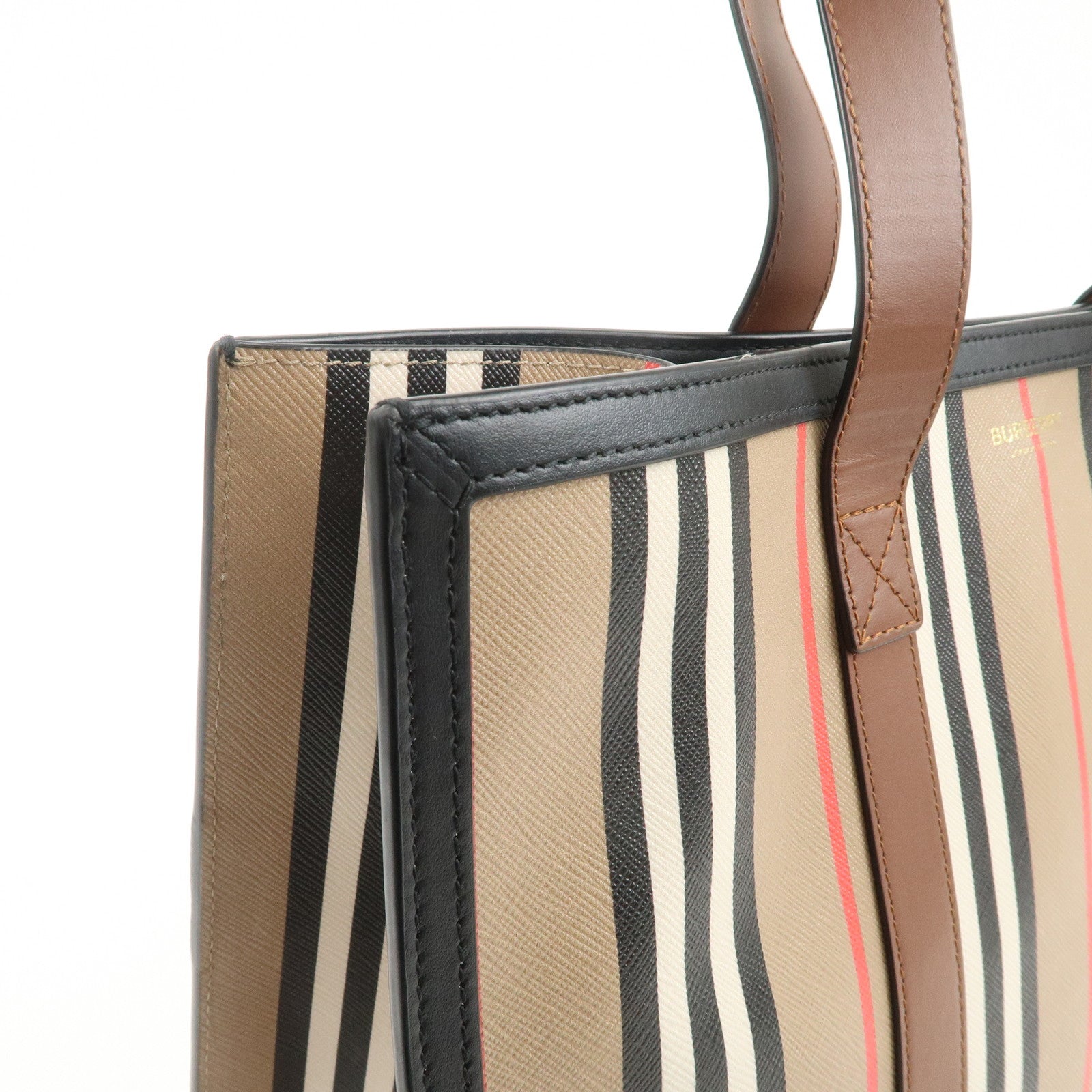 BURBERRY PVC Leather Tote Bag Shoulder Bag Beige Brown