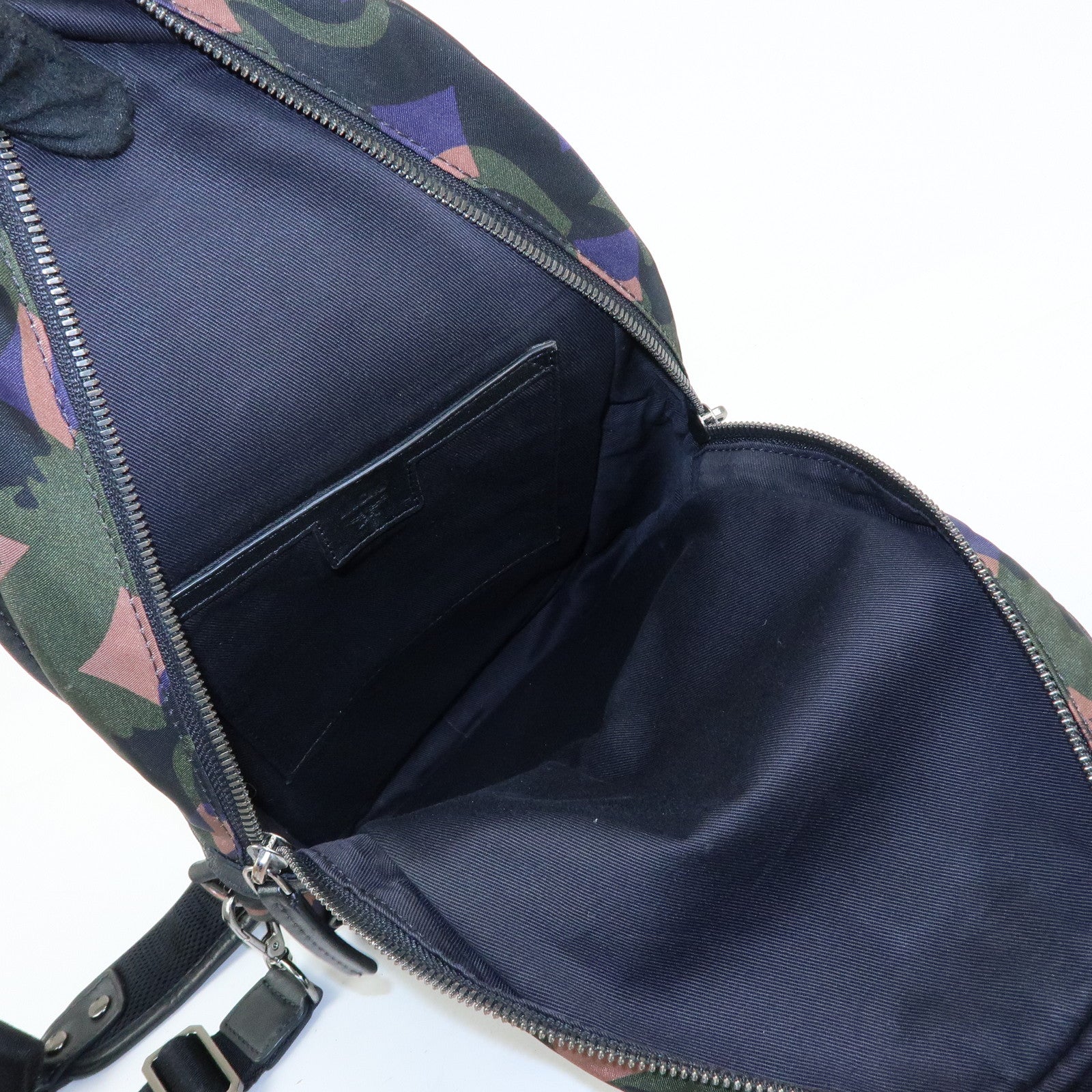 MCM Logo Nylon Leather Cross Body Bag Shoulder Bag Dark Green Black