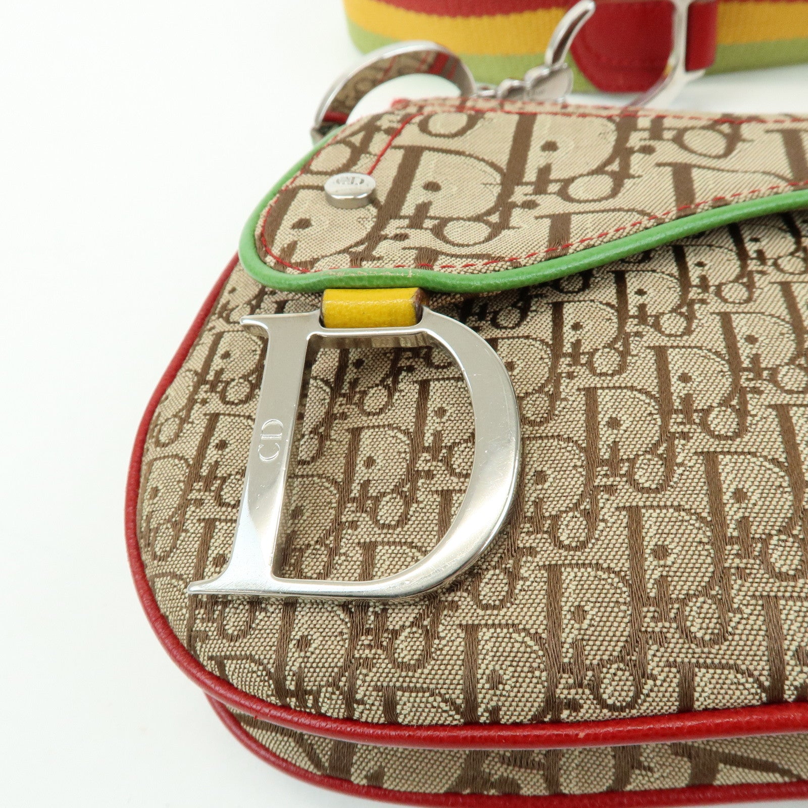 Christian Dior Trotter Canvas Leather Shoulder Bag Beige RastaColor
