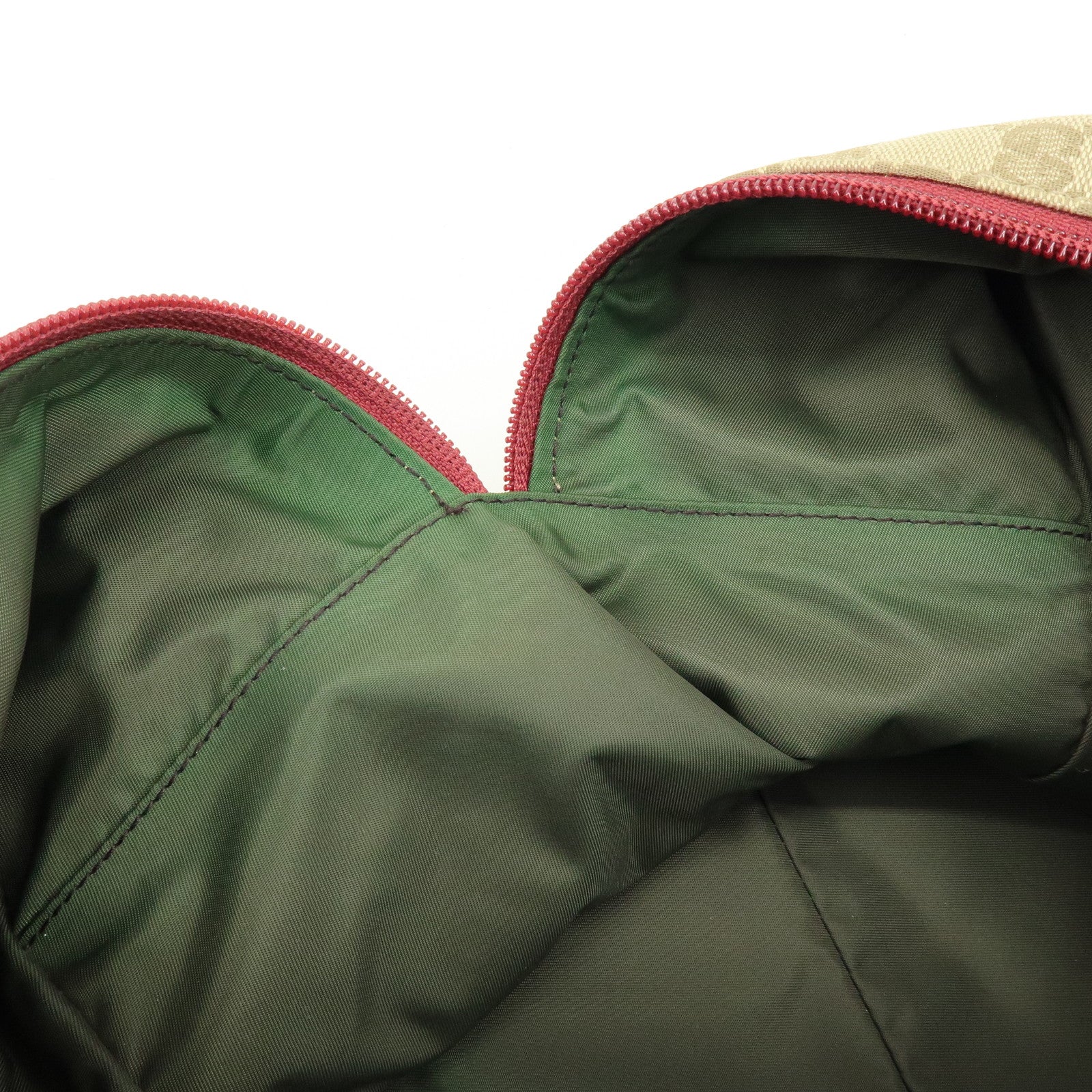 GUCCI GG Canvas Leather Boston Bag Shoulder Bag Beige Red 153240