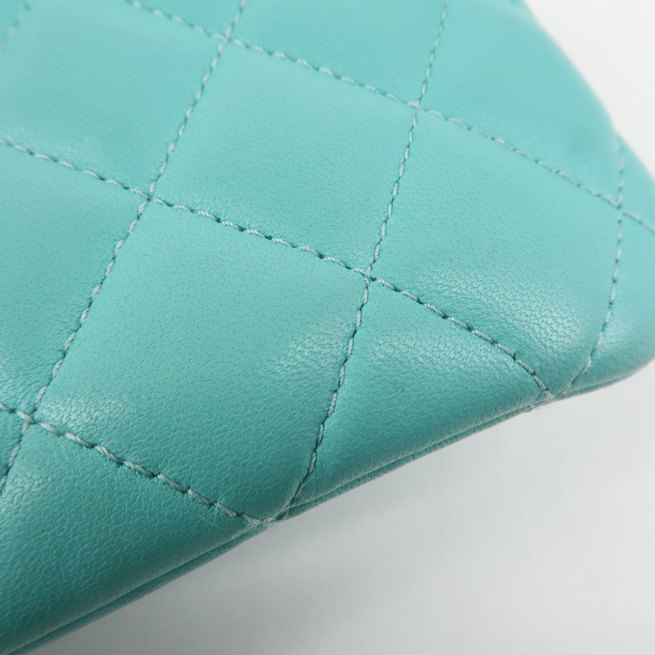 CHANEL Matelasse Caviarskin Classic Mini Pouch Blue A82365 Used