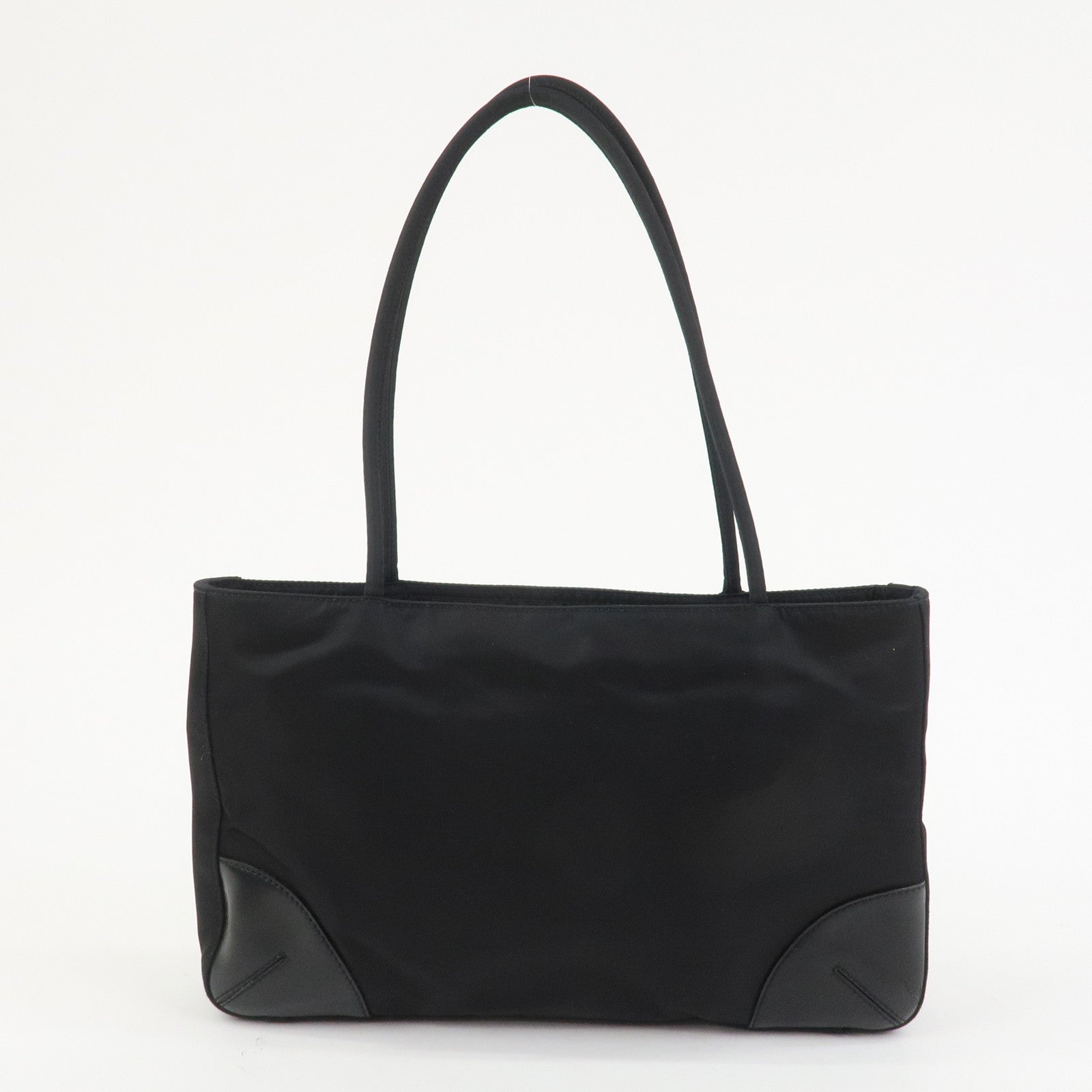 PRADA Triangle Logo Nylon Tote Bag Shoulder Bag Black